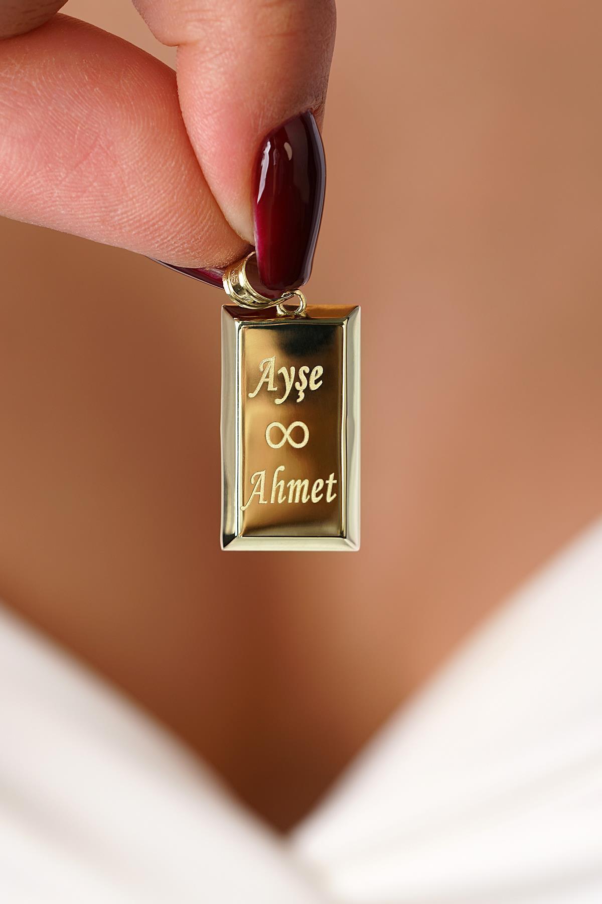 14 Ayar Altın Büyük Külçe Kolye Ucu - Fiyonk Kuyumculuk