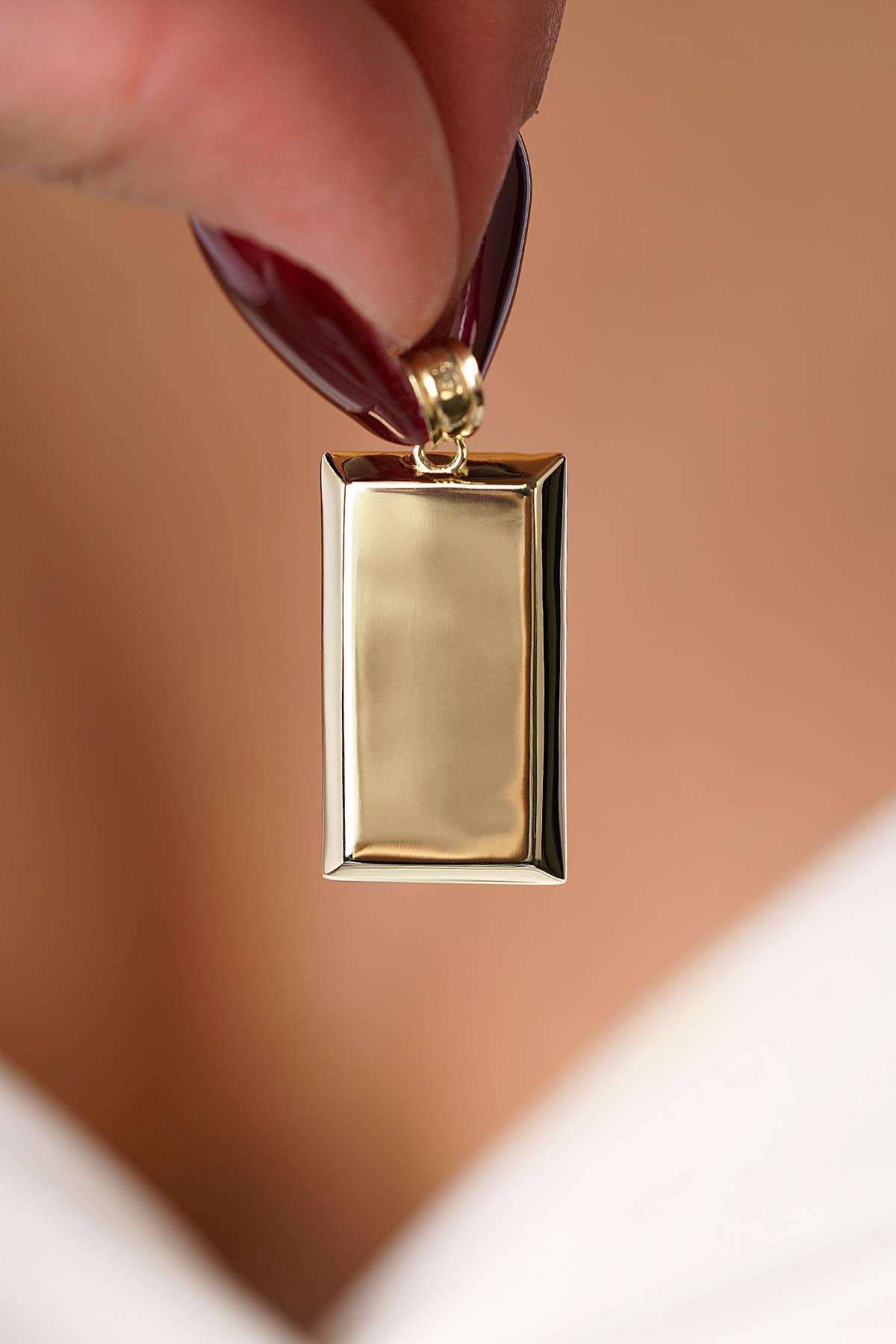 14 Ayar Altın Büyük Külçe Kolye Ucu - Fiyonk Kuyumculuk (1)