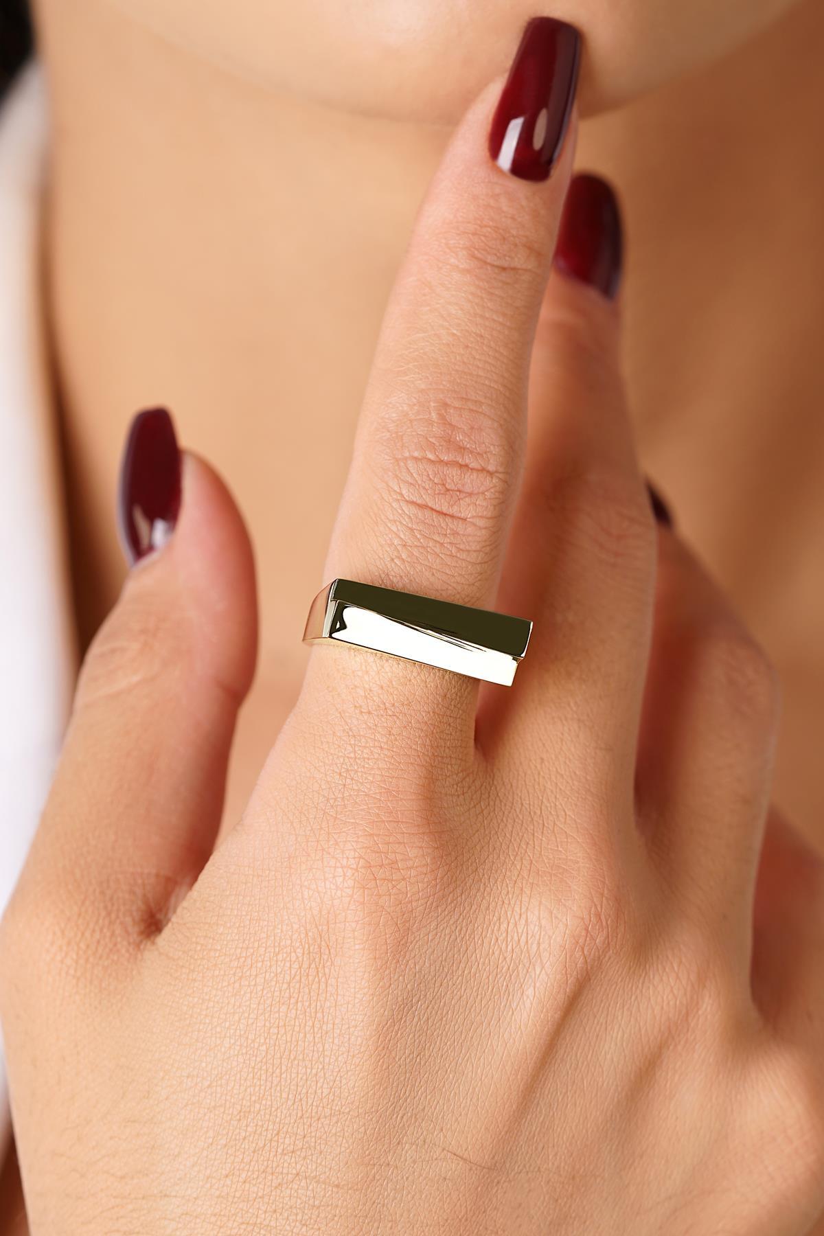 14 Ayar Altın Çapraz Tasarım Yüzük - Fiyonk Kuyumculuk (1)