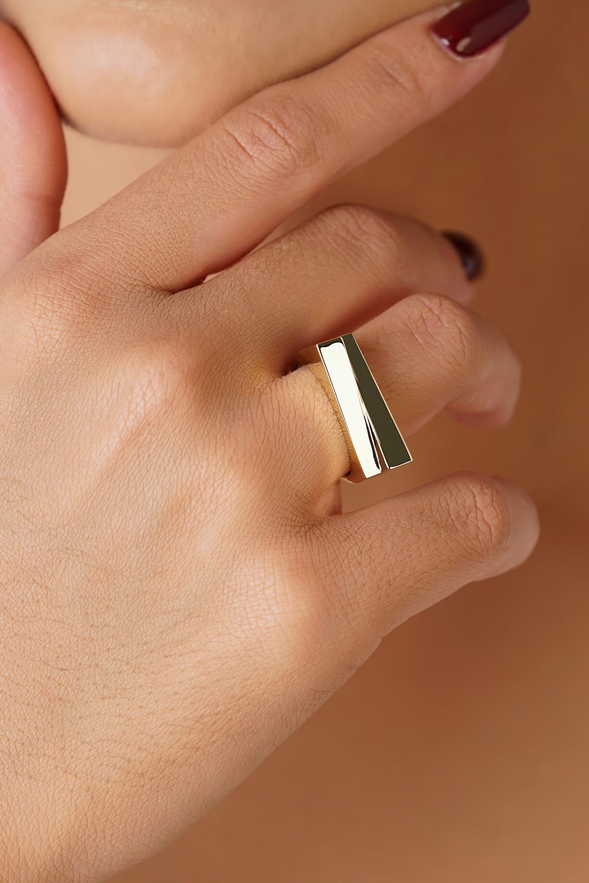 14 Ayar Altın Çapraz Tasarım Yüzük - Fiyonk Kuyumculuk (1)