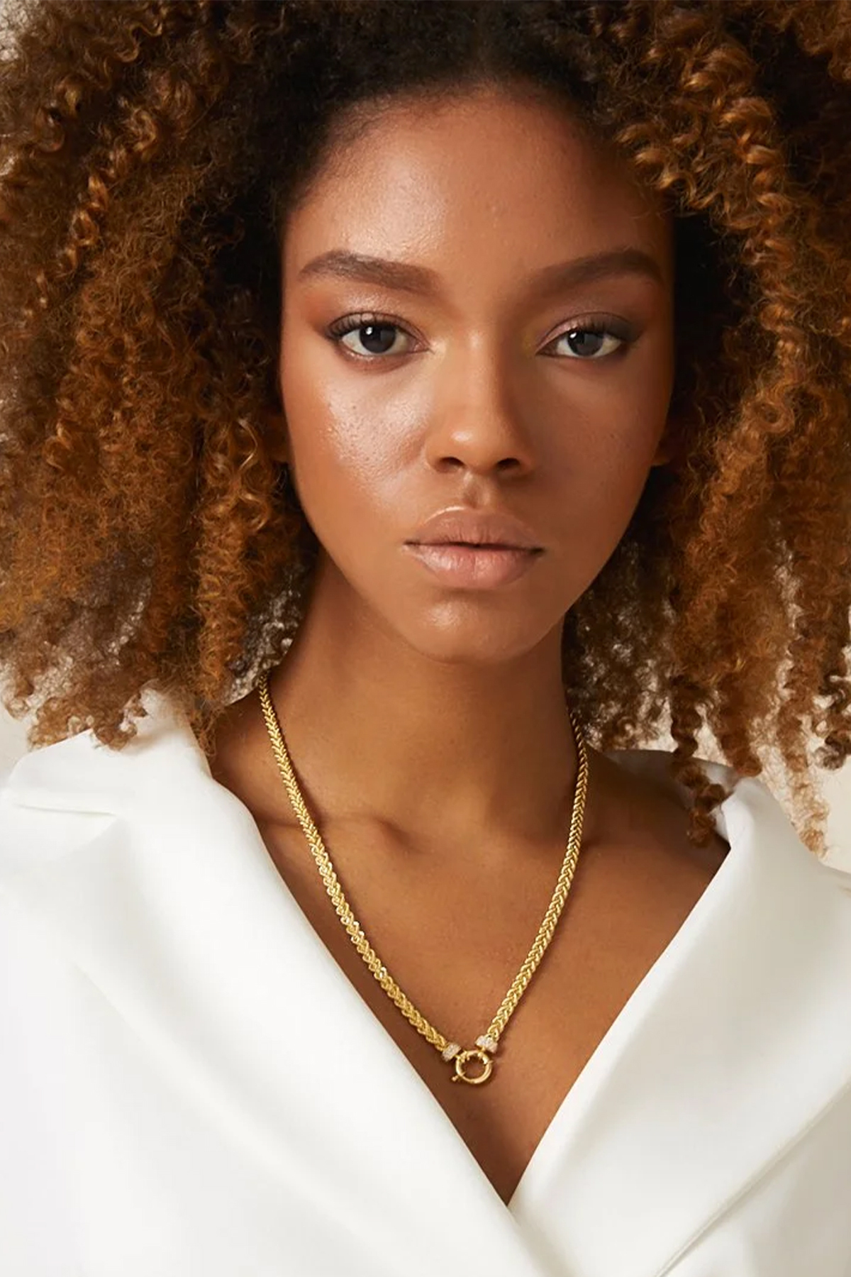 14 Ayar Altın Çift Halat Taşlı Zincir Kolye - Fiyonk Kuyumculuk