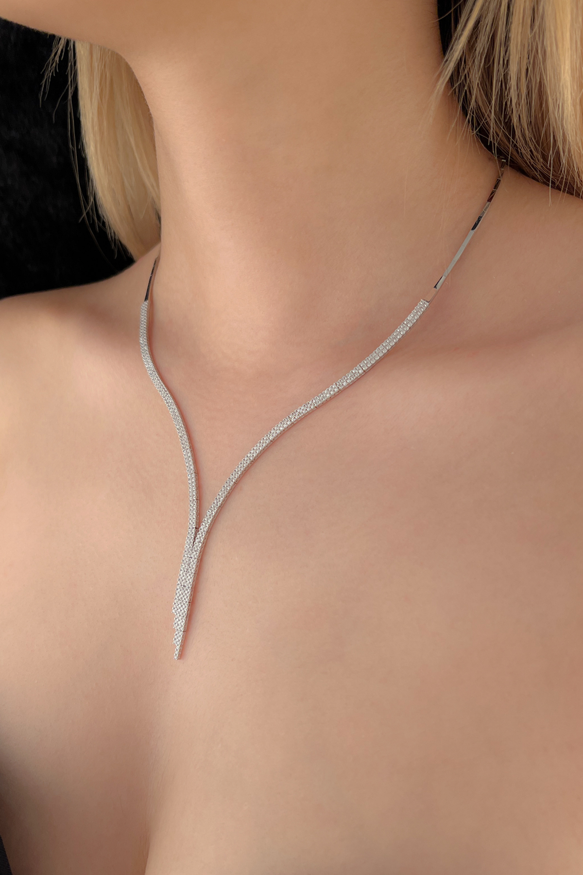 14 Ayar Altın Çift Sıra Sarkıt Su Yolu Kolye - Fiyonk Kuyumculuk (1)