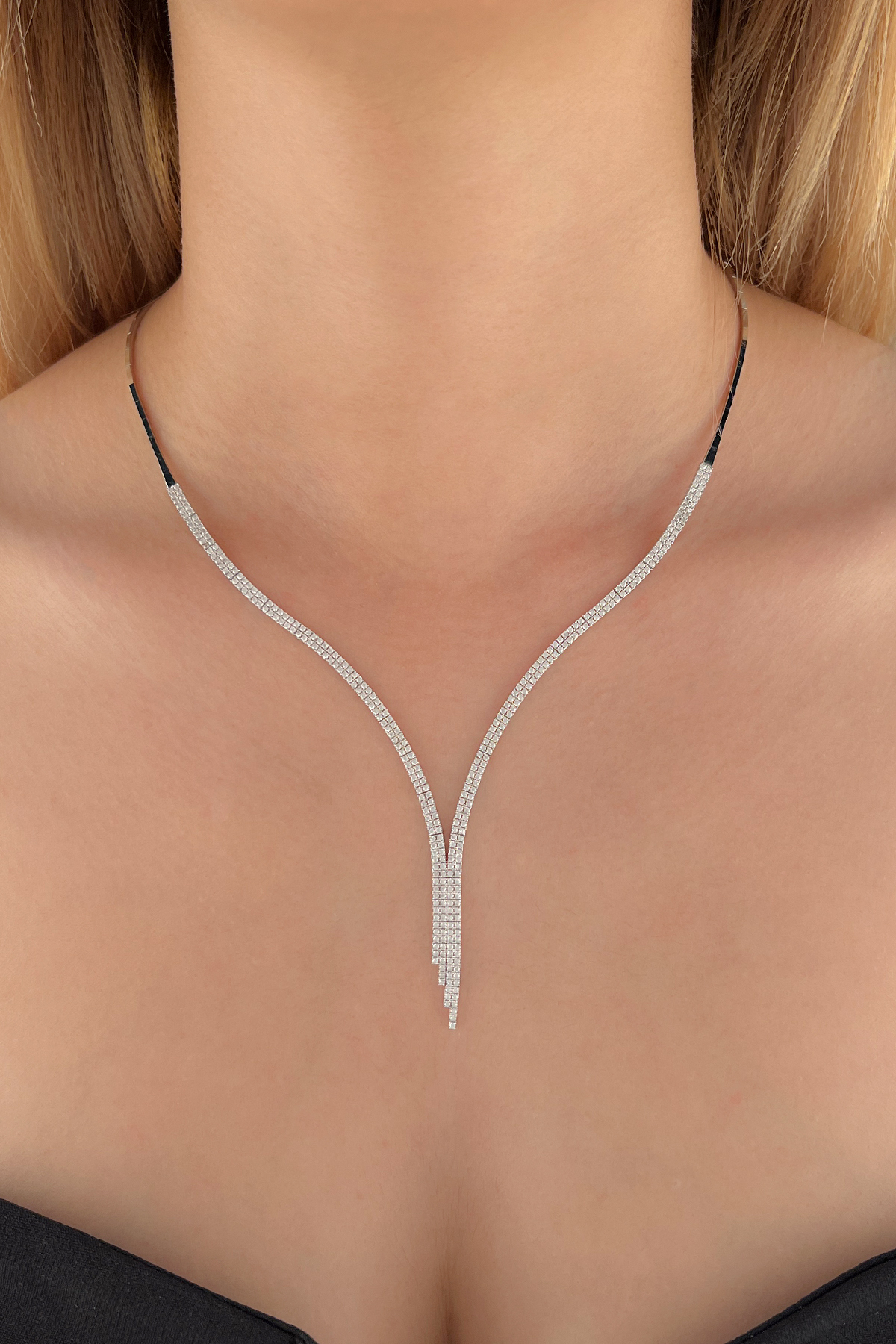 14 Ayar Altın Çift Sıra Sarkıt Su Yolu Kolye - Fiyonk Kuyumculuk (1)