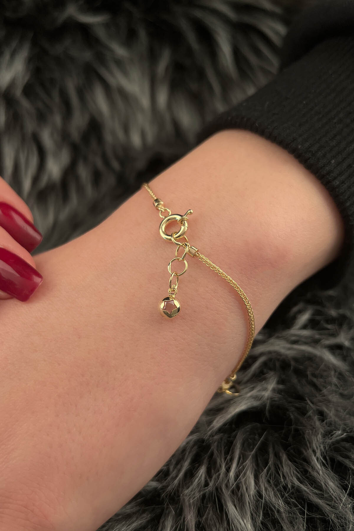 14 Ayar Altın Çok Renkli Şans Bilekliği - Fiyonk Kuyumculuk (1)