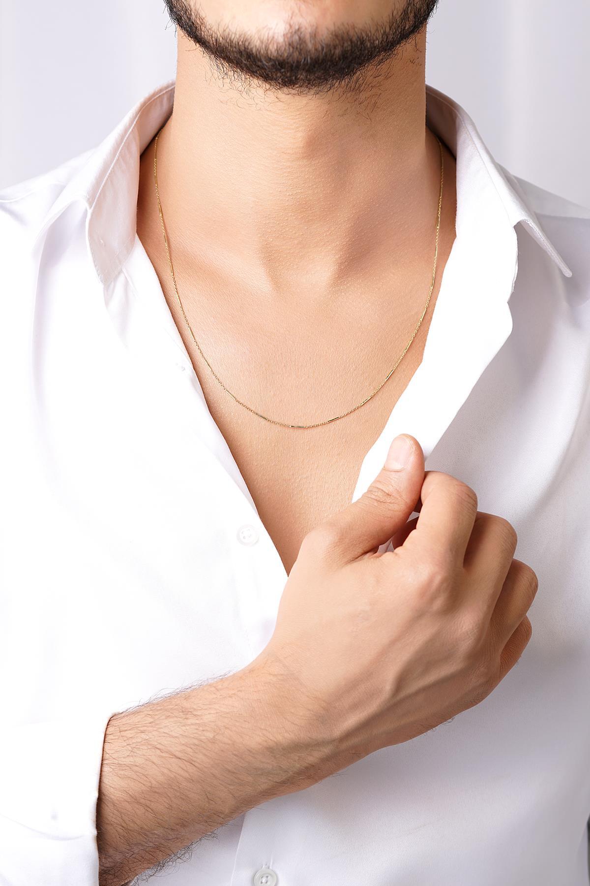 14 Ayar Altın Çubuklu Erkek Kolye - Fiyonk Kuyumculuk (1)