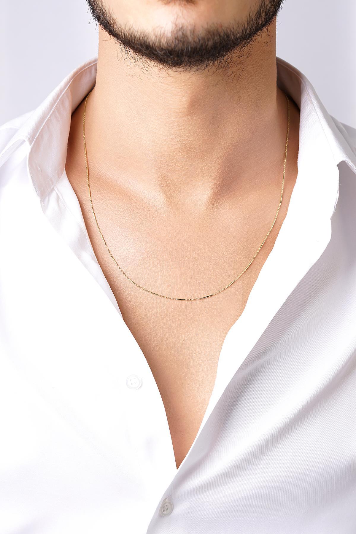 14 Ayar Altın Çubuklu Erkek Kolye - Fiyonk Kuyumculuk (1)