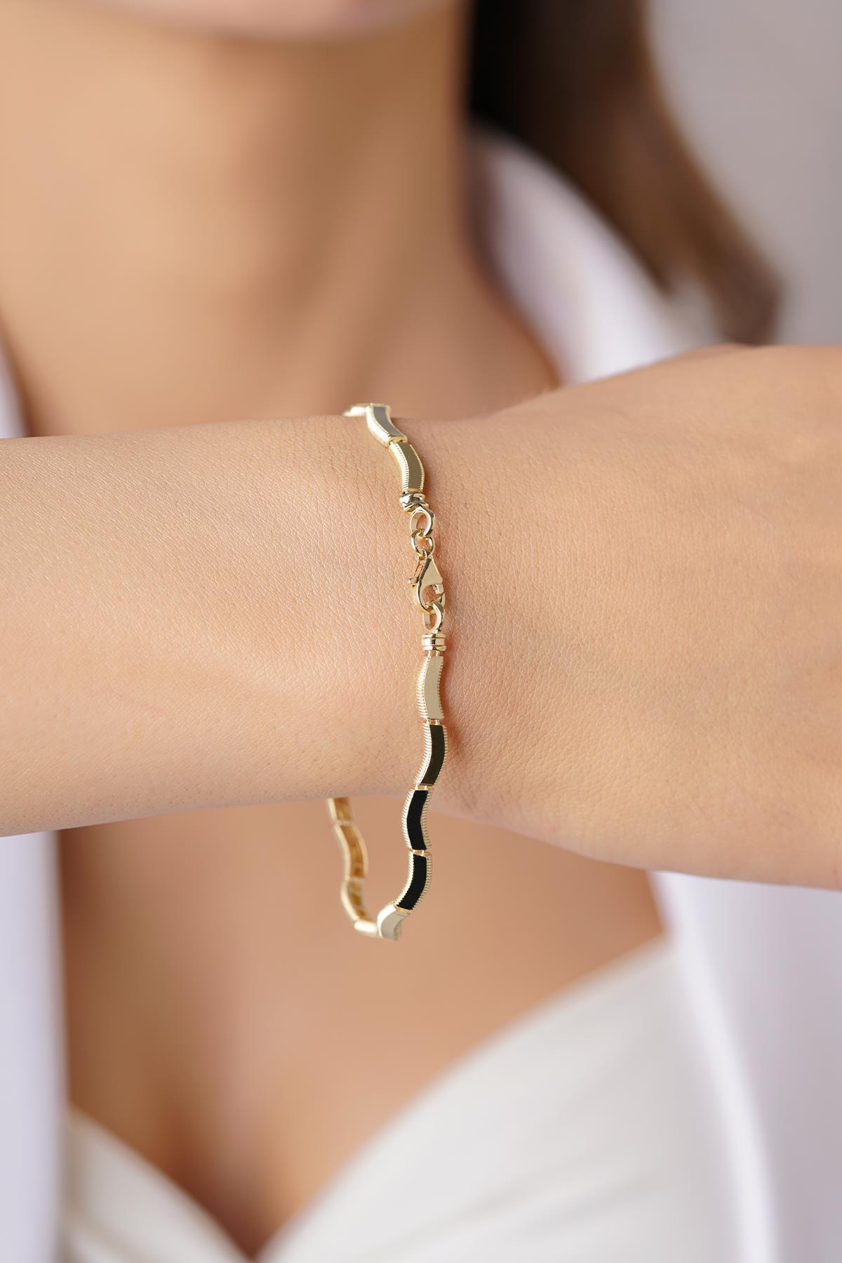 14 Ayar Altın Dalgalı Ajda Bileklik - Fiyonk Kuyumculuk (1)