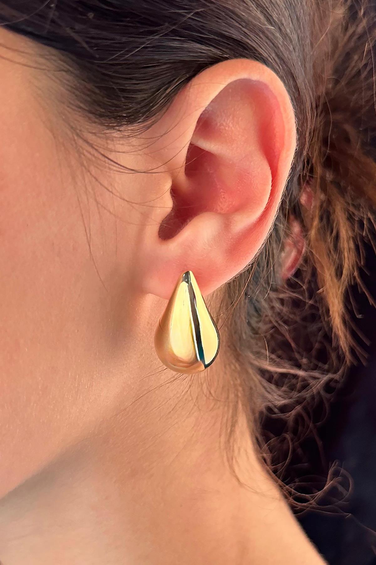 14 Ayar Altın Damla Küpe - Fiyonk Kuyumculuk