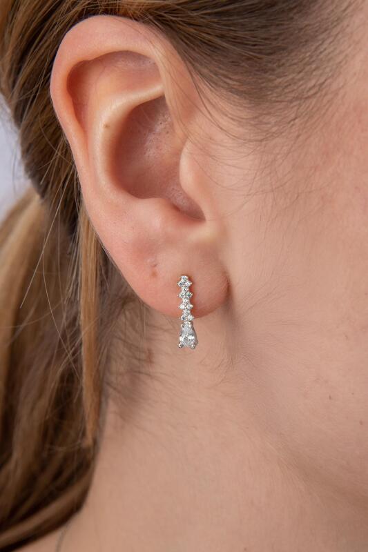 14 Ayar Altın Damla Taş Küpe - Fiyonk Kuyumculuk