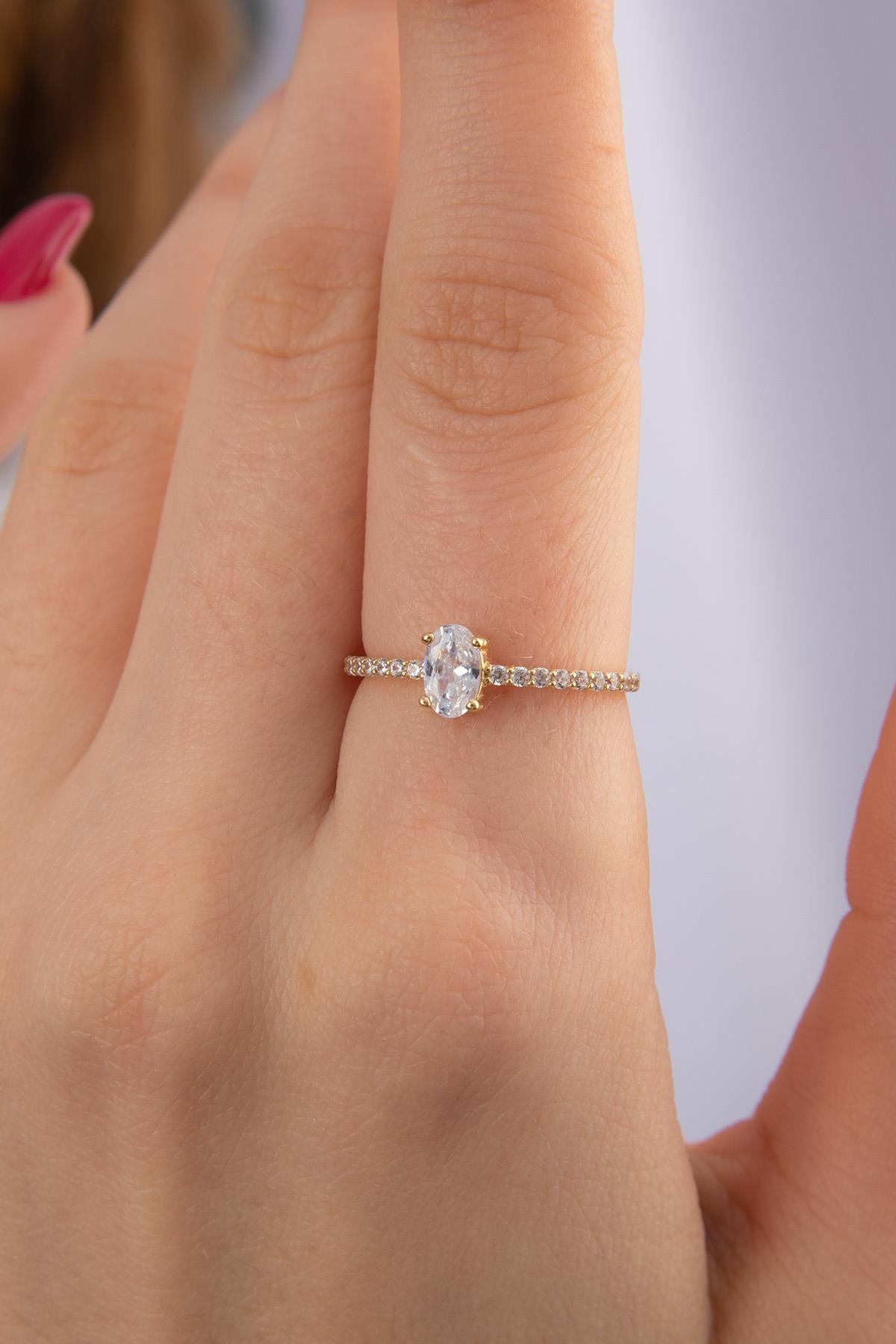 14 Ayar Altın Damla Taş Yüzük - Fiyonk Kuyumculuk (1)