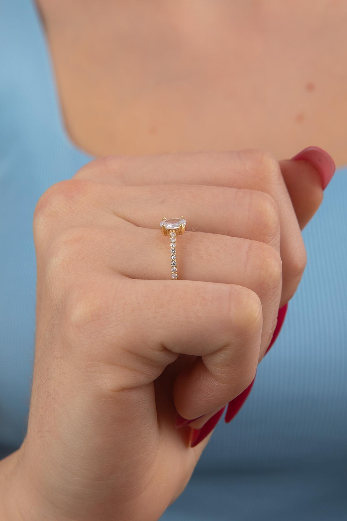 14 Ayar Altın Damla Taş Yüzük - Fiyonk Kuyumculuk (1)