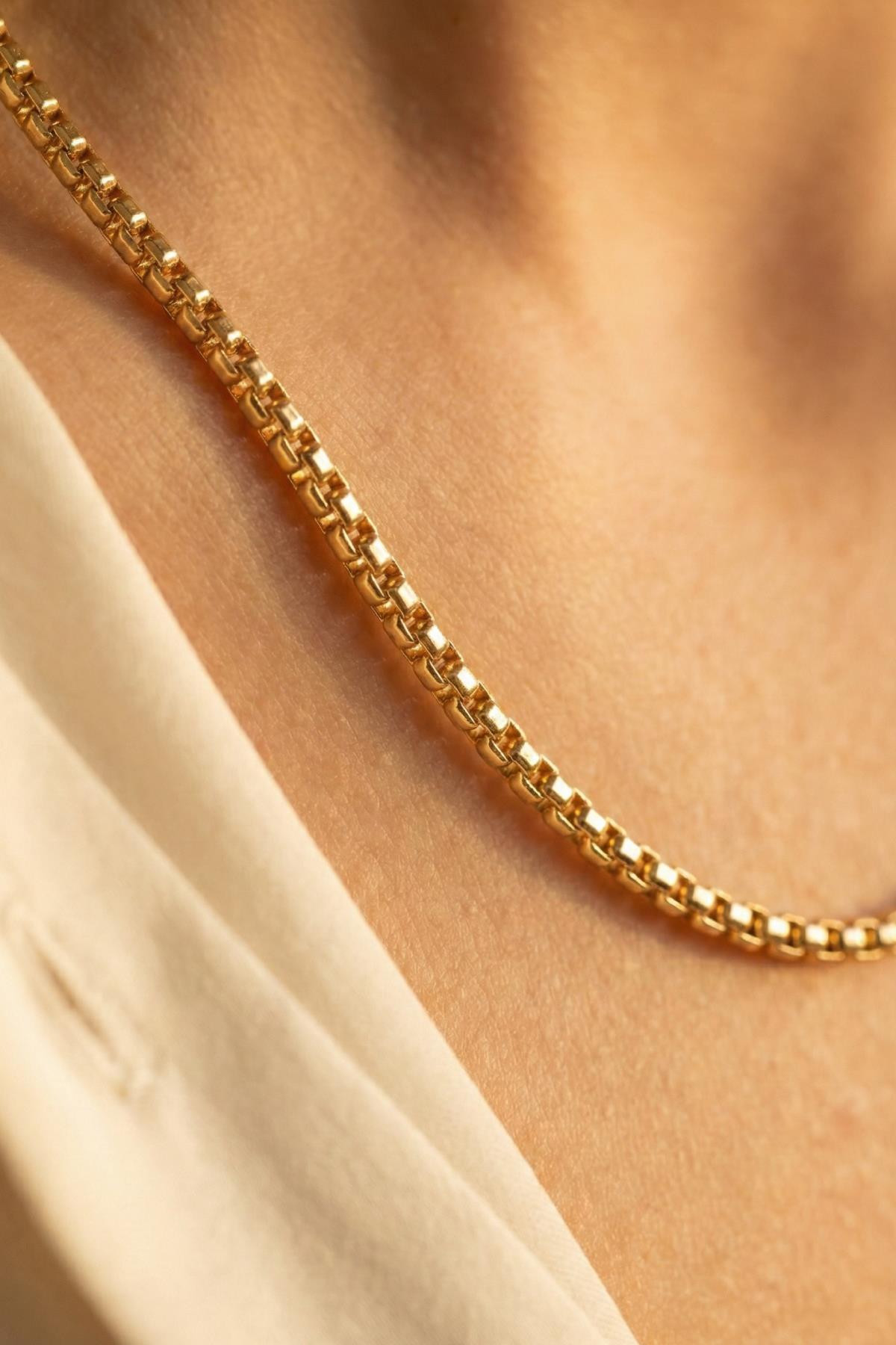 14 Ayar Altın Desenli Küp Zincir 3,25 mm - Fiyonk Kuyumculuk (1)