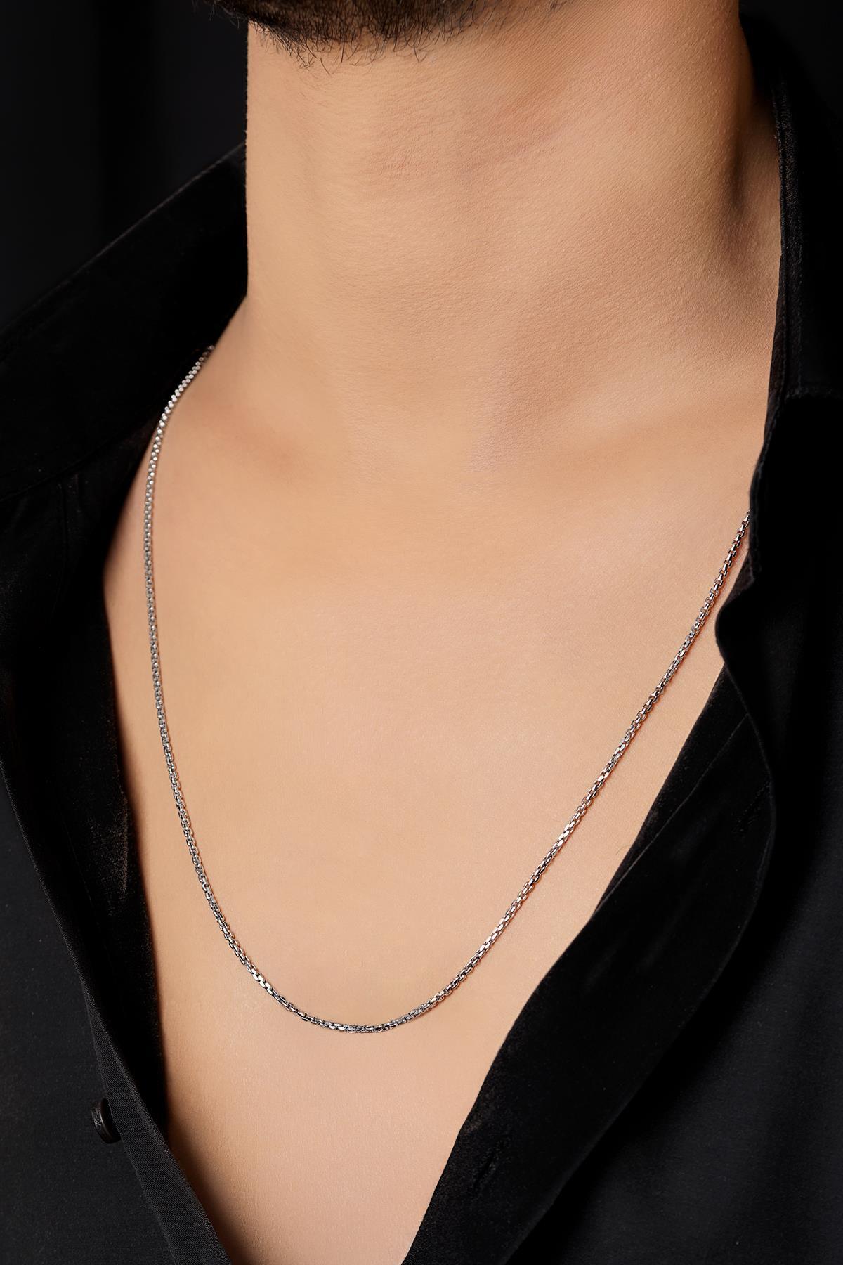 14 Ayar Altın Desenli Küp Zincir Erkek Kolye - Fiyonk Kuyumculuk (1)