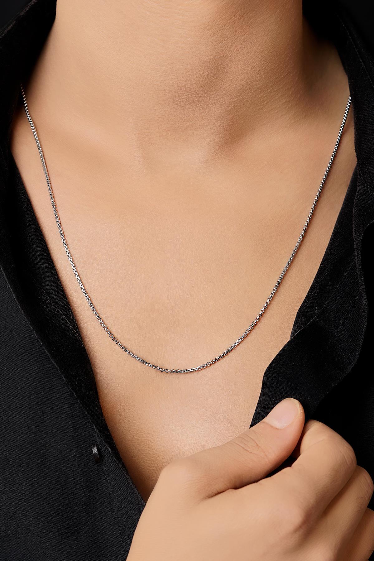 14 Ayar Altın Desenli Küp Zincir Erkek Kolye - Fiyonk Kuyumculuk (1)