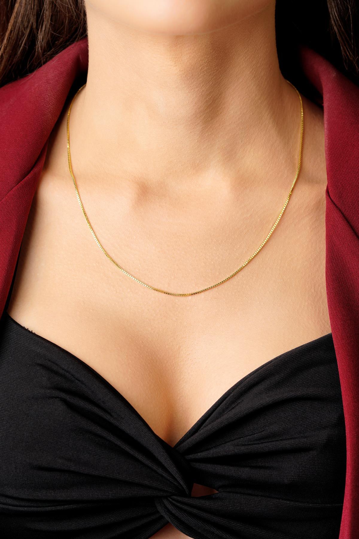 14 Ayar Altın Desenli Küp Zincir Kolye 1,05 mm - Fiyonk Kuyumculuk