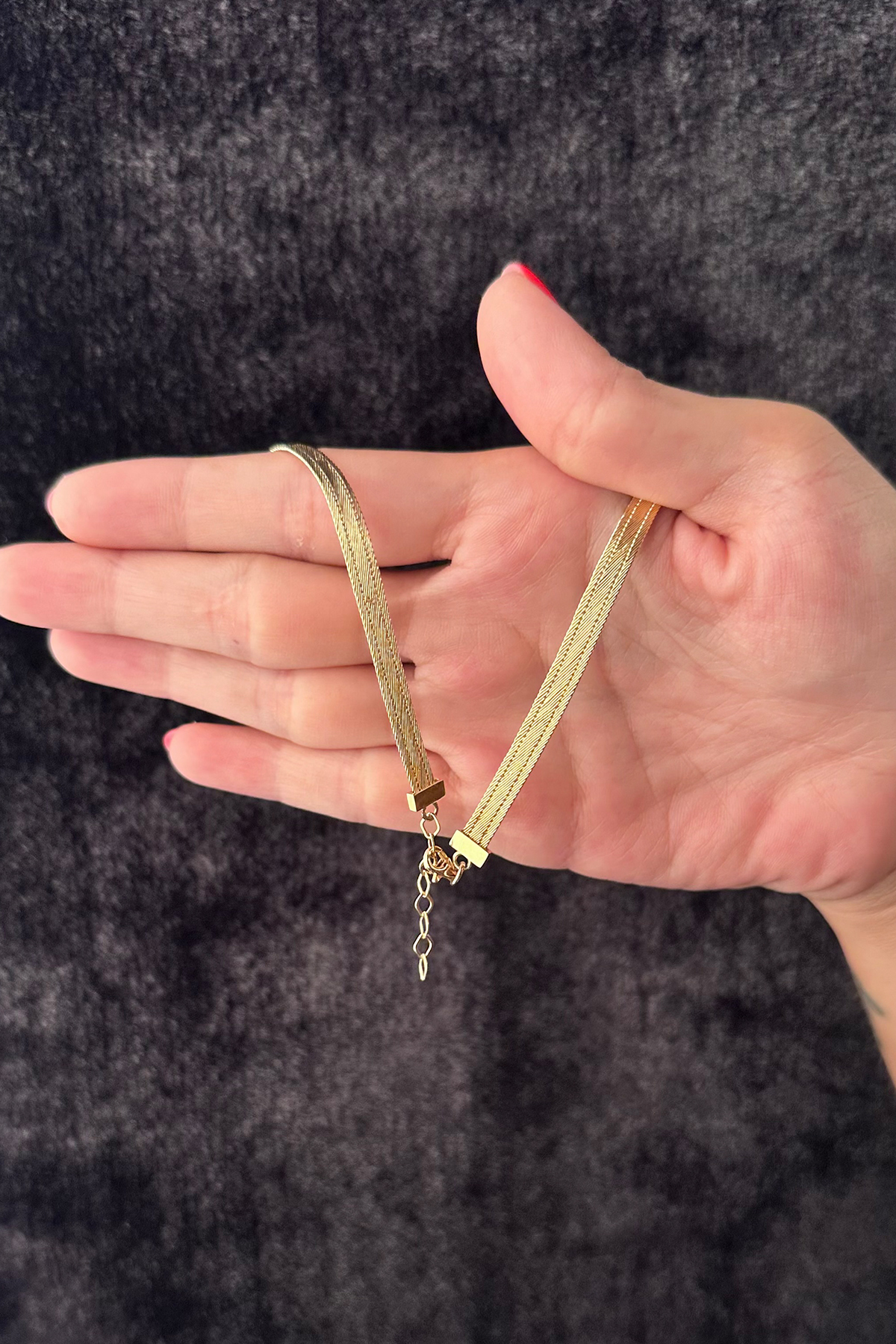 14 Ayar Altın Dikdörtgen Plaka Detaylı Hasır Kolye - Fiyonk Kuyumculuk (1)