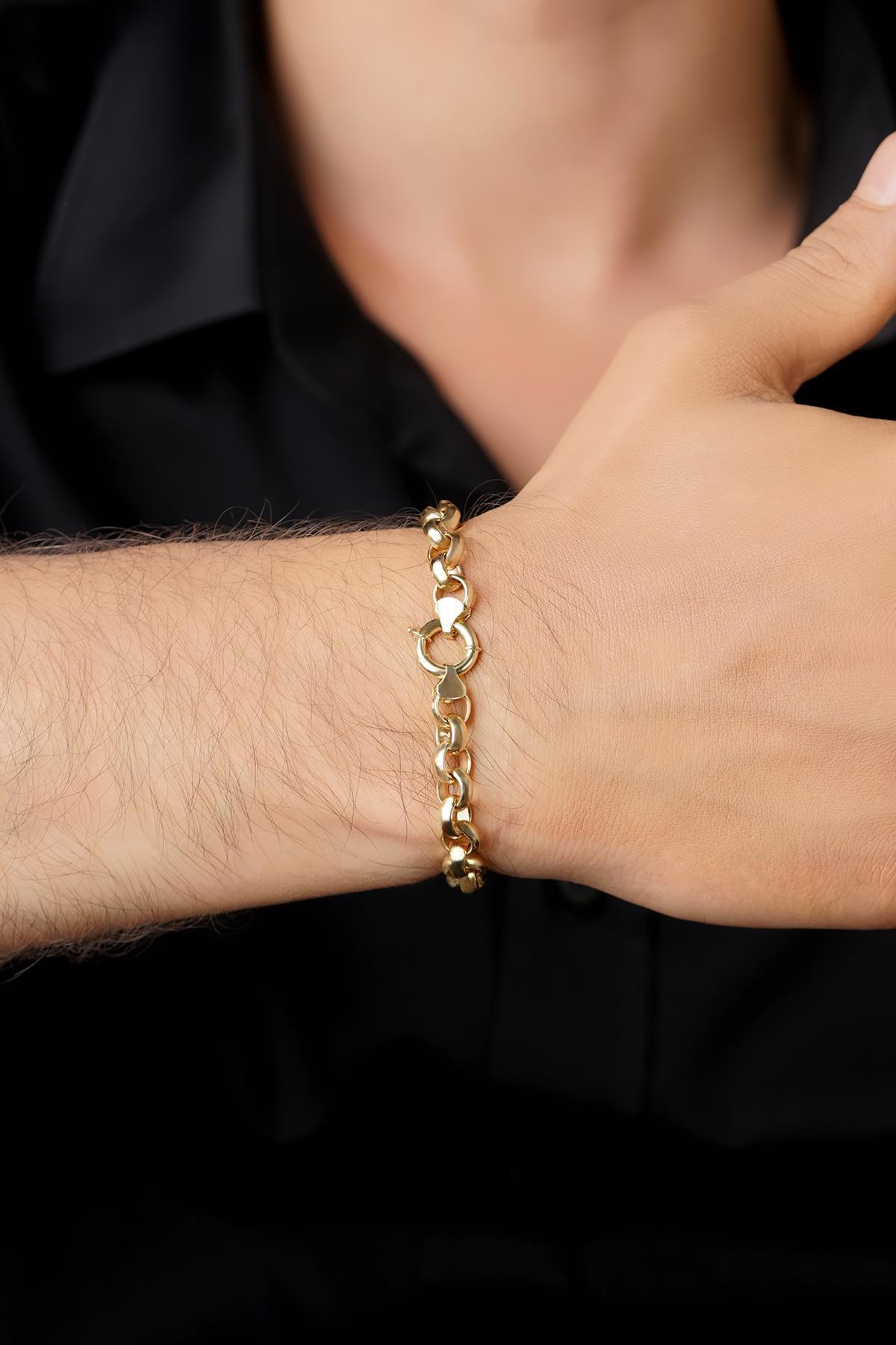 14 Ayar Altın Doch Zincir Erkek Bileklik 7.40 mm - Fiyonk Kuyumculuk (1)