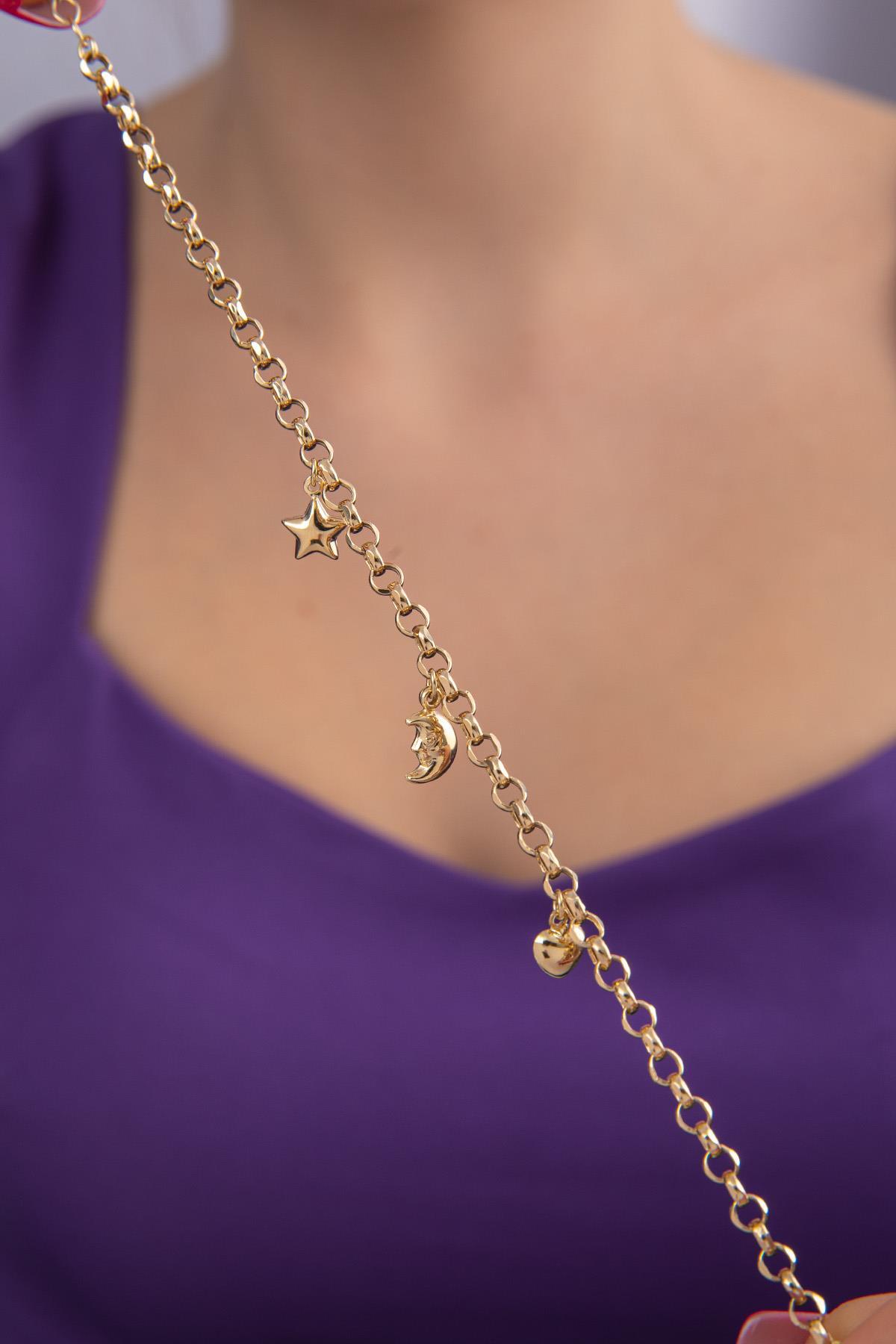 14 Ayar Altın Doch Zincirli Şans Bilekliği 2 - Fiyonk Kuyumculuk