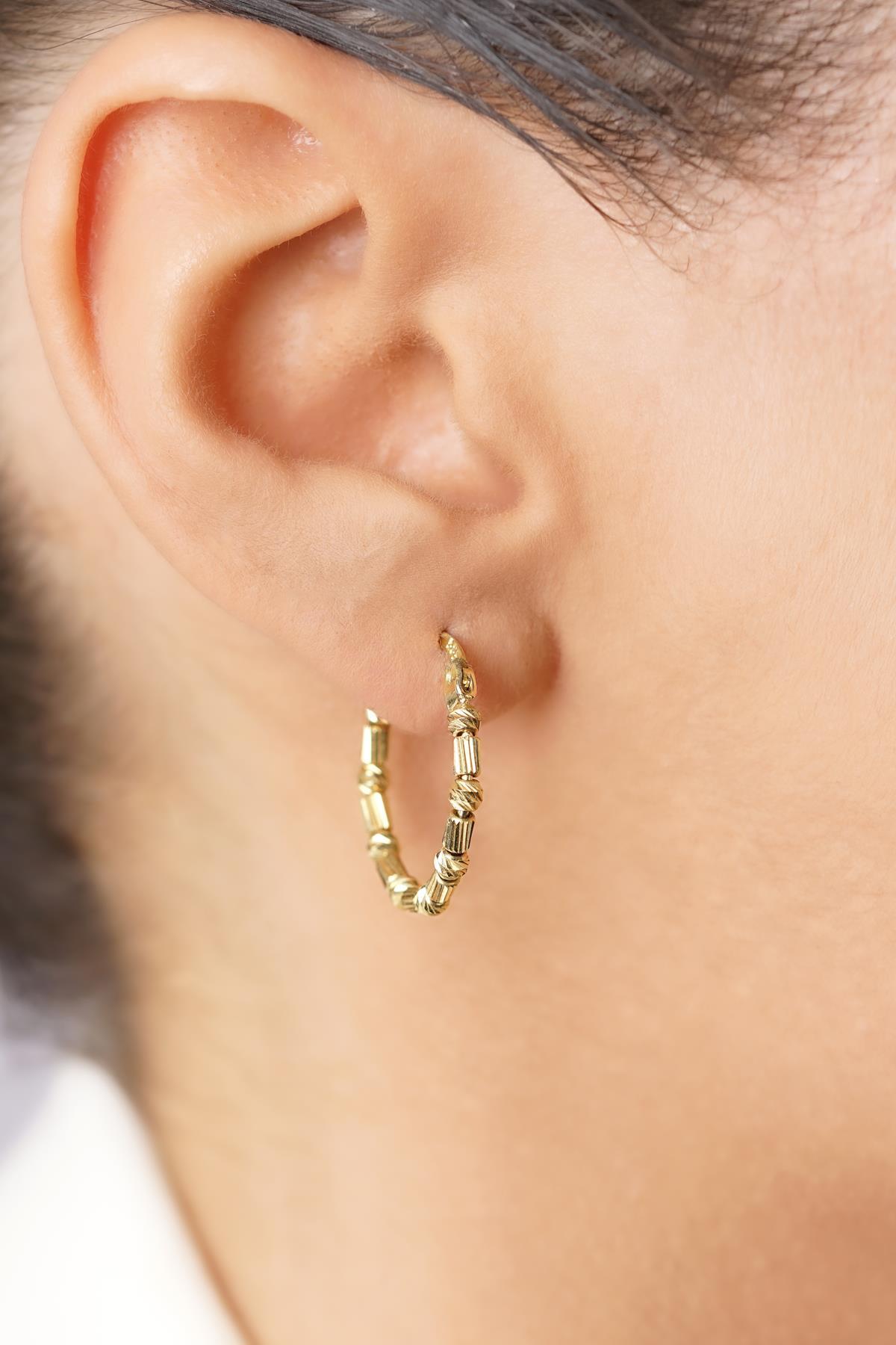 14 Ayar Altın Dorika Roller Halka Küpe - Fiyonk Kuyumculuk (1)