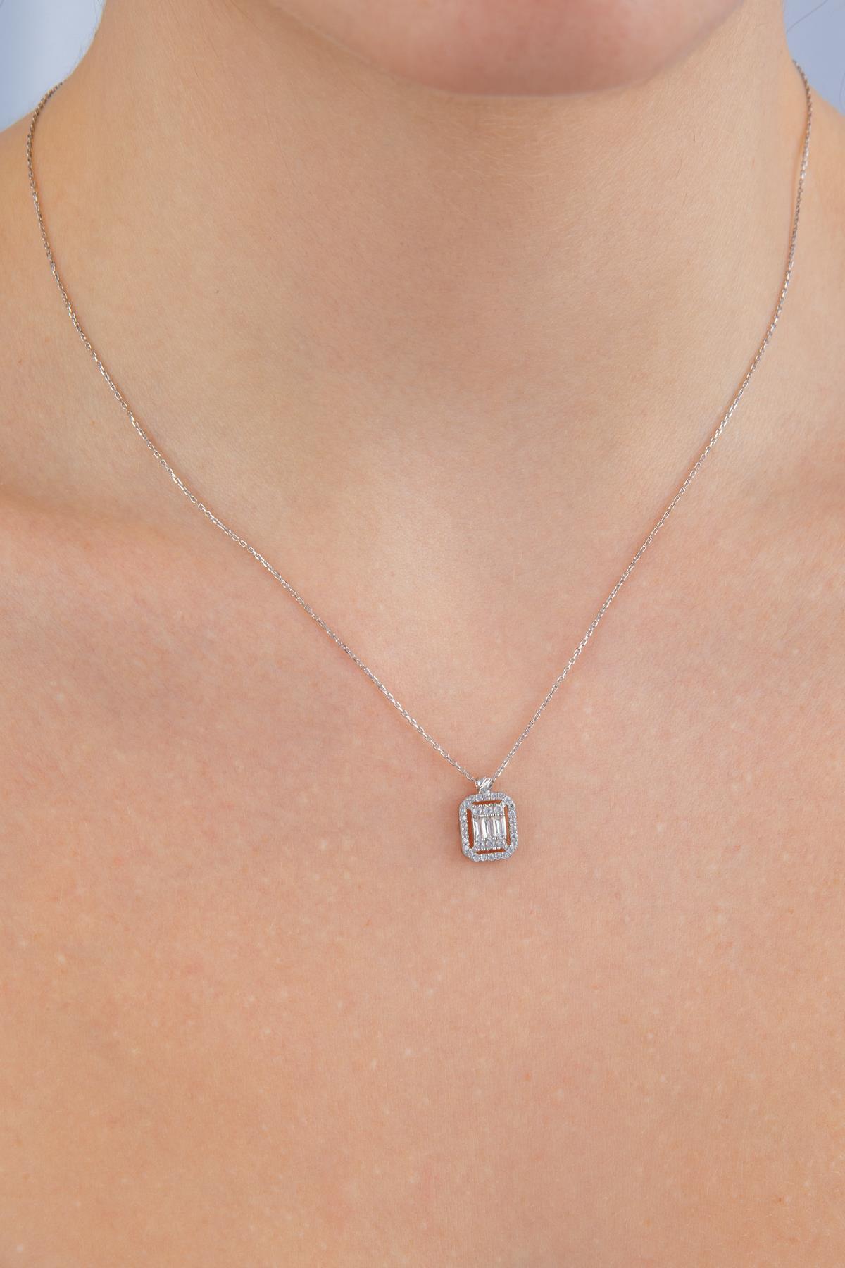 14 Ayar Altın Dorika Top Detaylı Baget Kolye - Fiyonk Kuyumculuk (1)