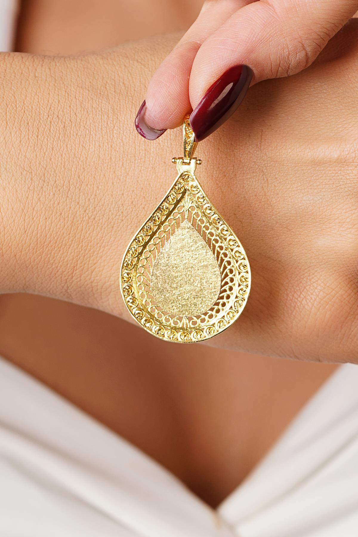 14 Ayar Altın Dorika Top Detaylı Tuğra Kolye Ucu - Fiyonk Kuyumculuk (1)