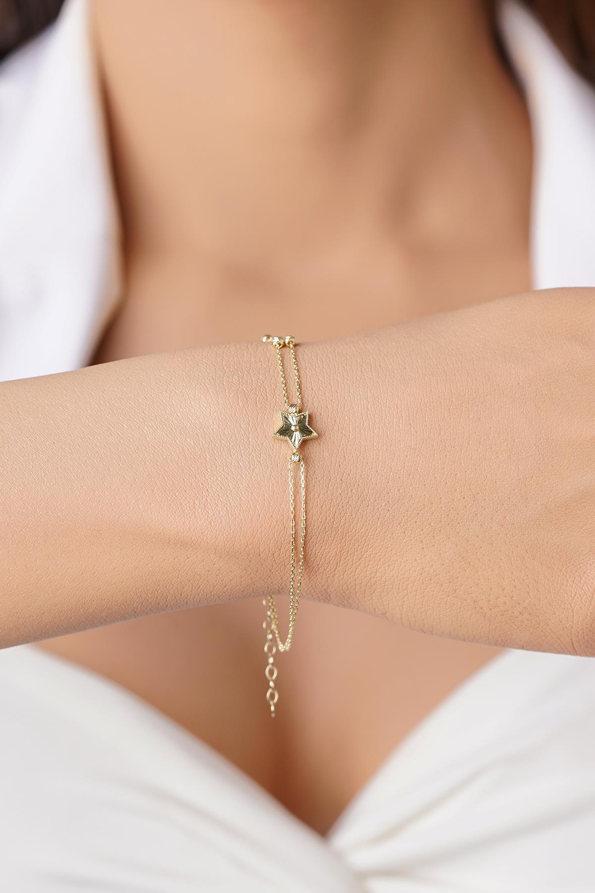 14 Ayar Altın Dorika Toplu Şans Yıldızı Bileklik - Fiyonk Kuyumculuk (1)