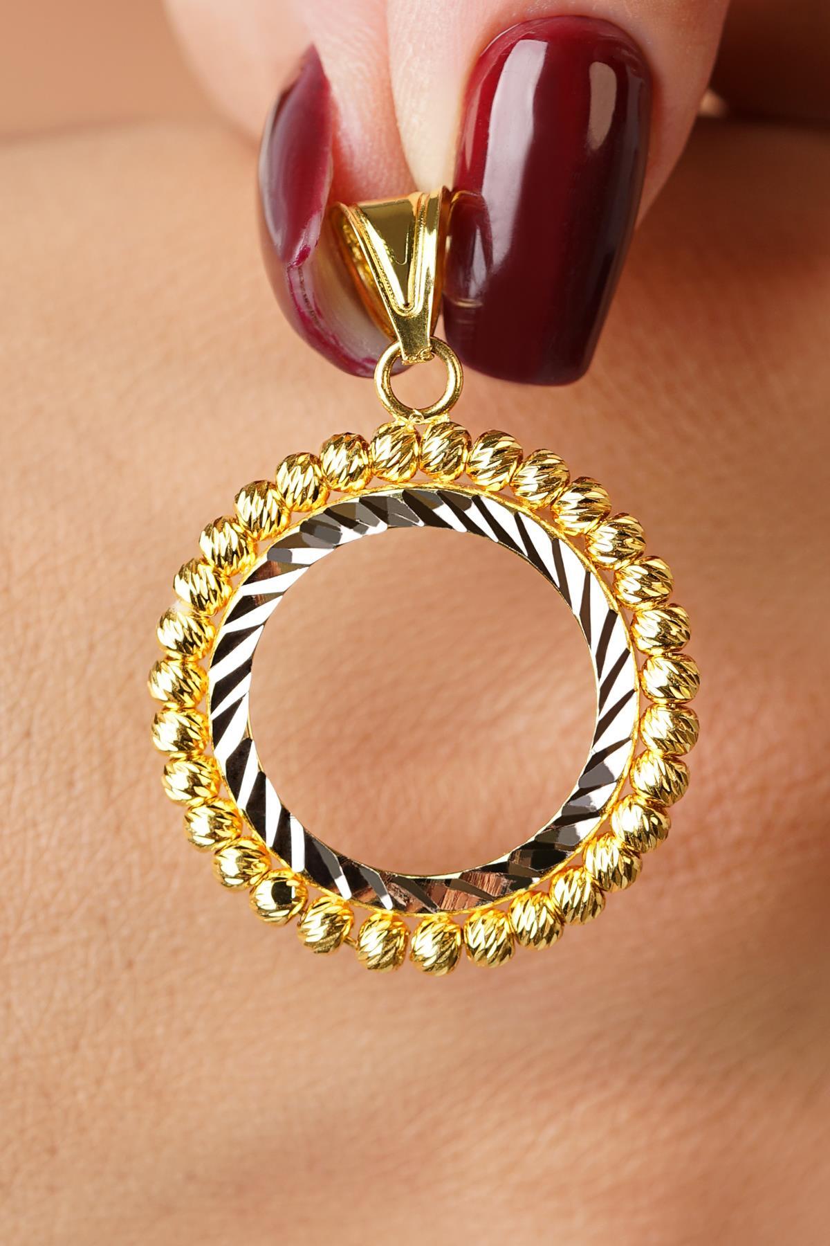 14 Ayar Altın Dorikalı Çeyrek Altın Çerçevesi Kolye Ucu - Fiyonk Kuyumculuk (1)