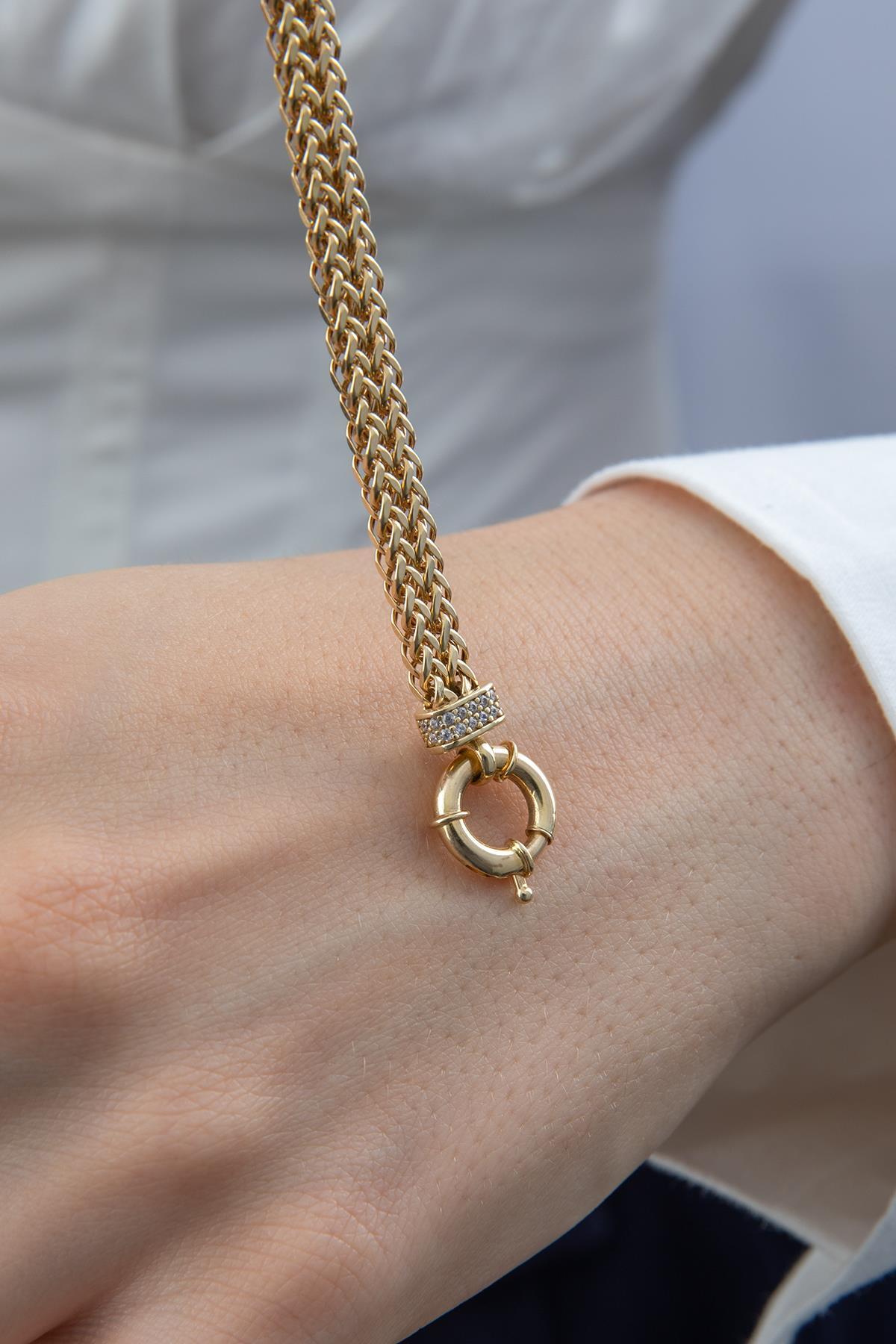 14 Ayar Altın Double Sıralı Tondo Bileklik - Fiyonk Kuyumculuk (1)