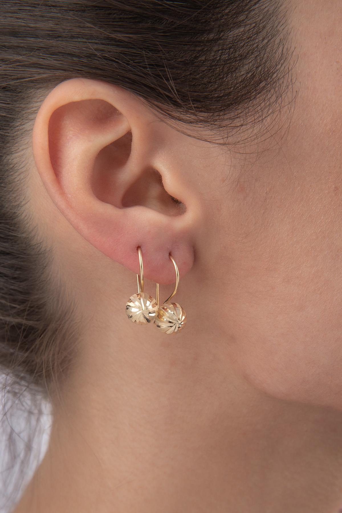 14 Ayar Altın Düz Kalemli Midi Top Küpe - Fiyonk Kuyumculuk (1)