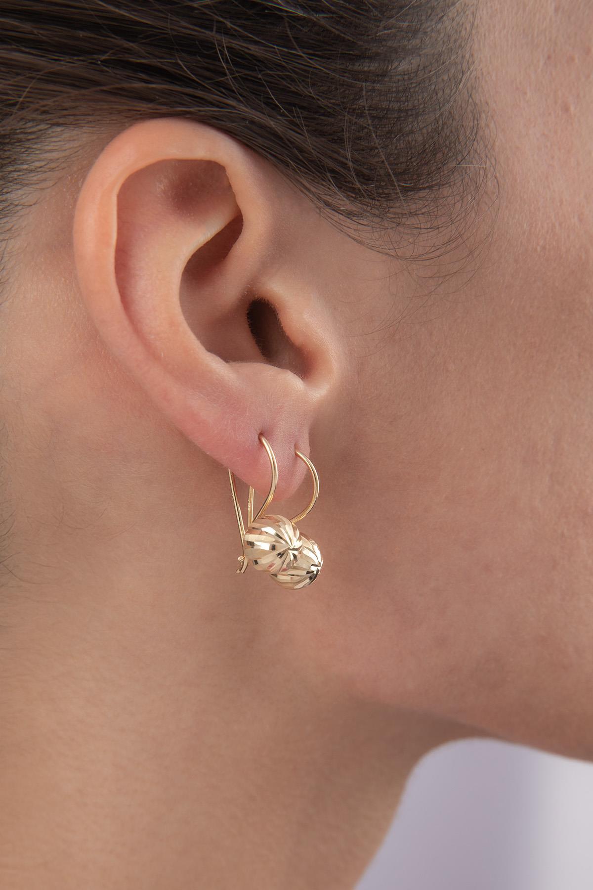 14 Ayar Altın Düz Kalemli Midi Top Küpe - Fiyonk Kuyumculuk (1)