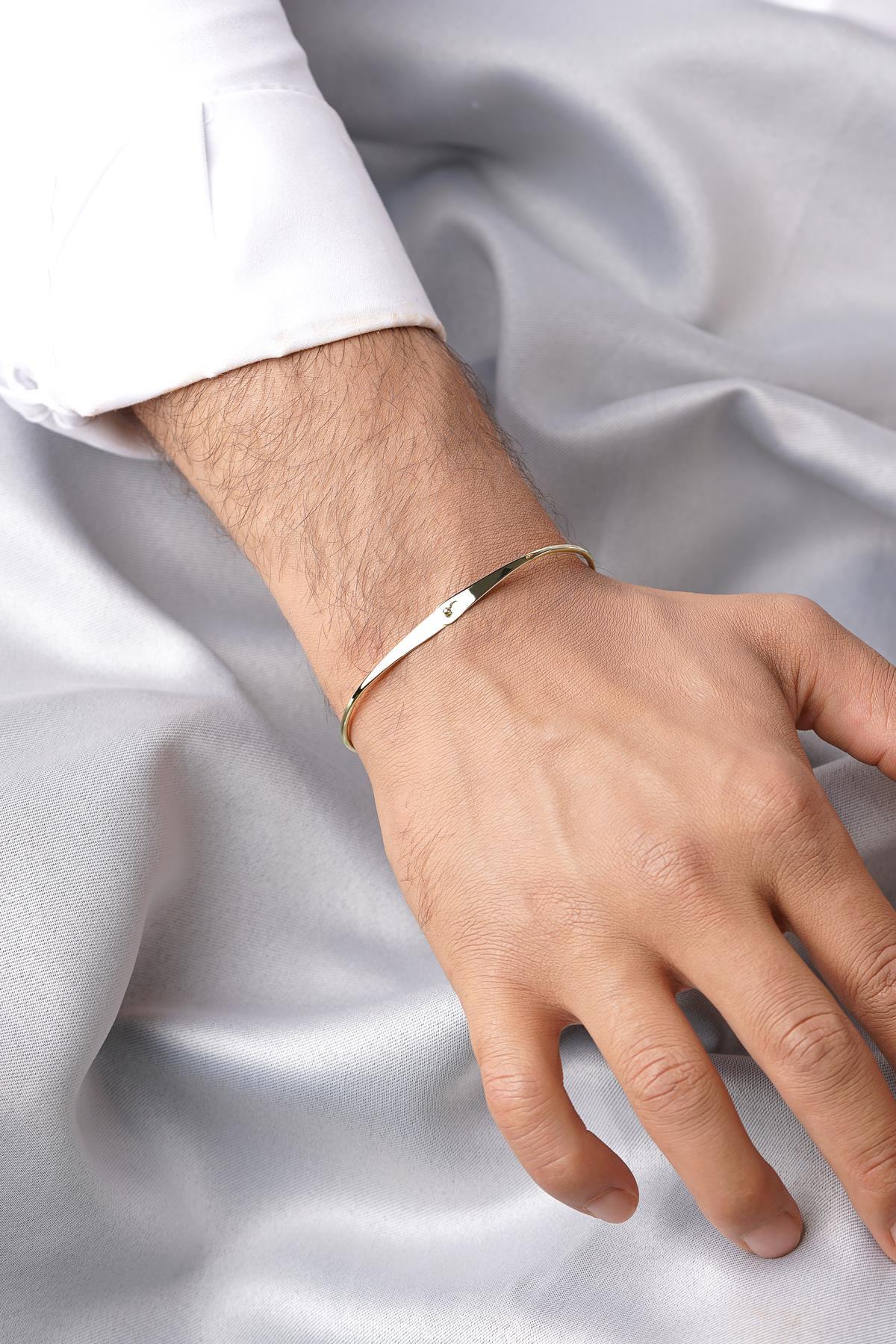 14 Ayar Altın Espina Kelepçe Erkek Bileklik - Fiyonk Kuyumculuk