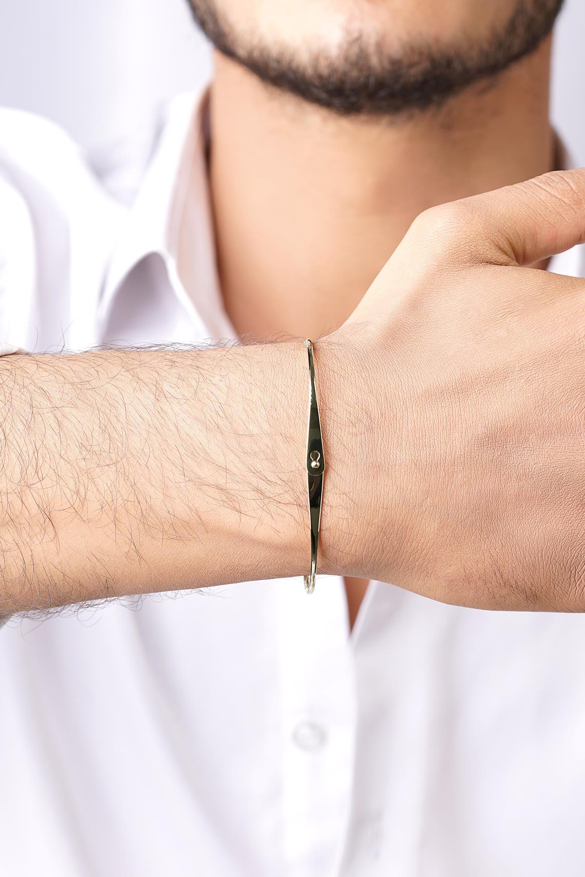 14 Ayar Altın Espina Kelepçe Erkek Bileklik - Fiyonk Kuyumculuk (1)