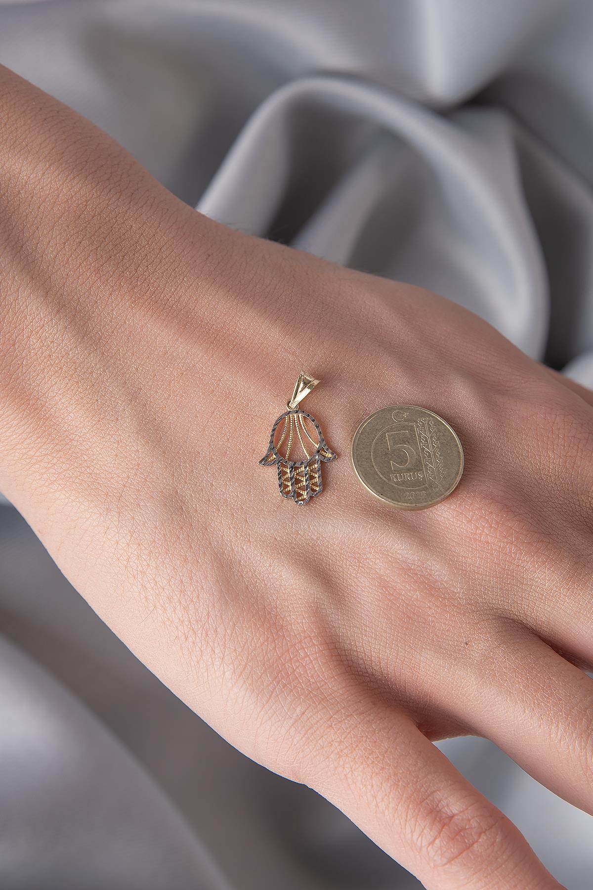 14 Ayar Altın Fatma Ana Eli Kolye Ucu - Fiyonk Kuyumculuk (1)