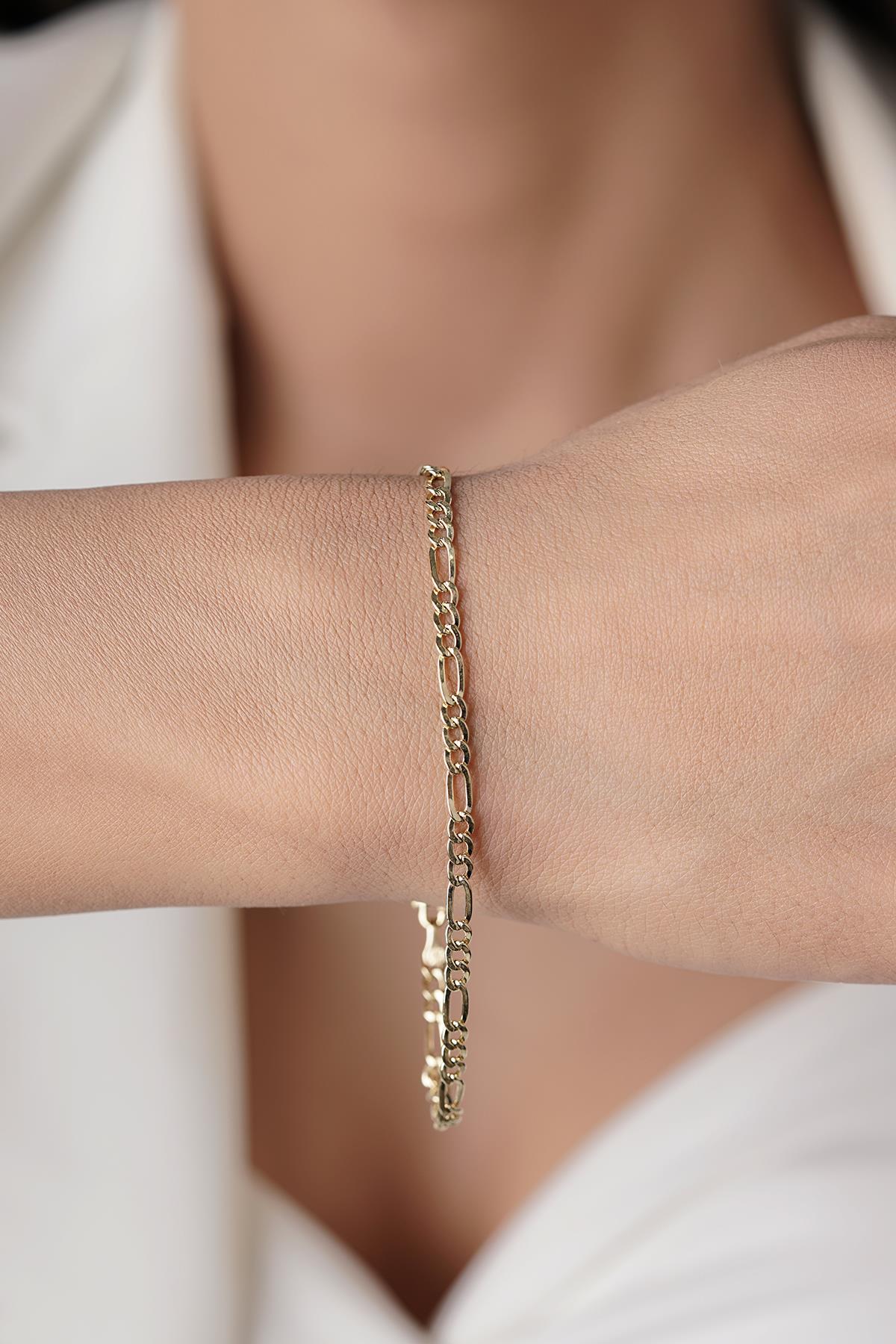 14 Ayar Altın Figaro Bileklik İnce 3,20 mm - Fiyonk Kuyumculuk (1)