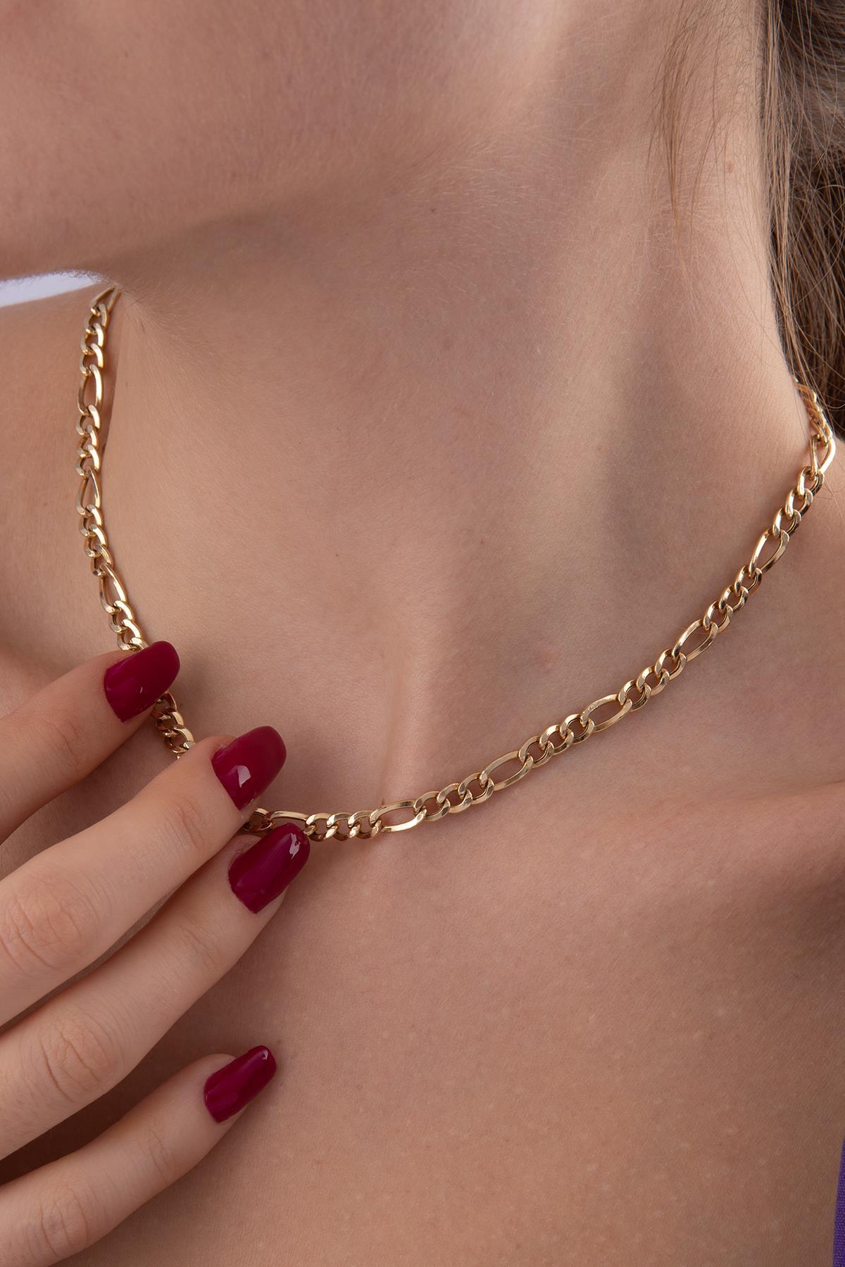 14 Ayar Altın Figaro Kolye 4.70 mm - Fiyonk Kuyumculuk (1)