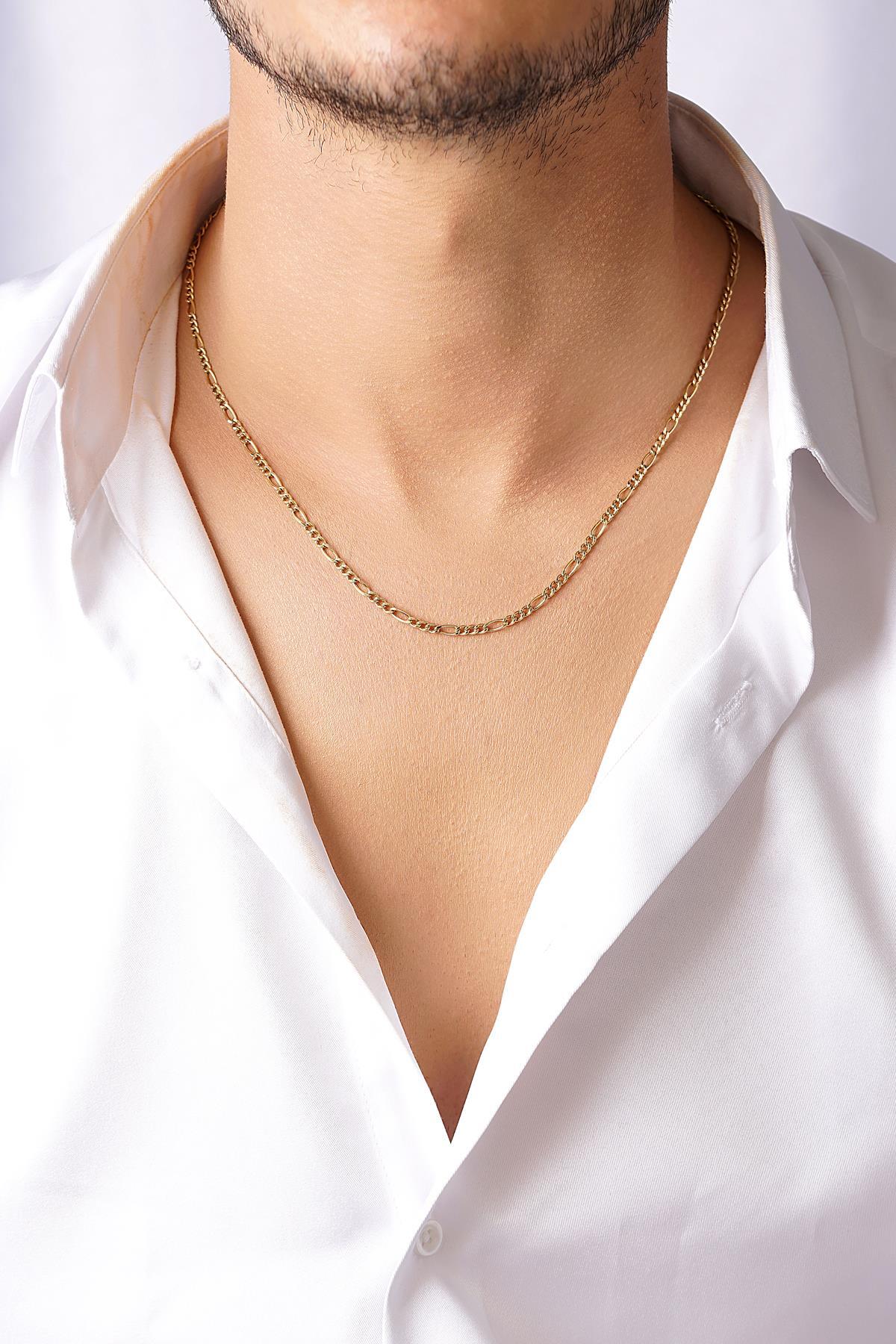 14 Ayar Altın Figaro Zincir Erkek Kolye 2.80 mm - Fiyonk Kuyumculuk (1)