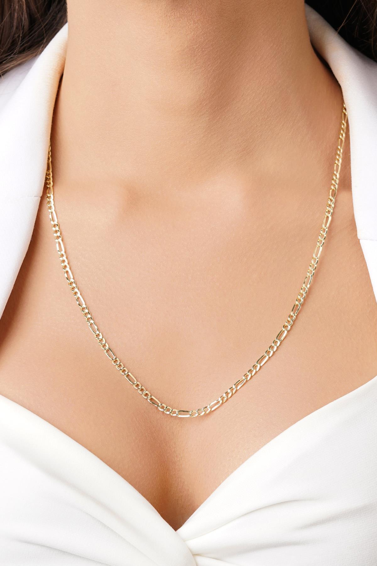 14 Ayar Altın Figaro Zincir Set 2,80 mm - Fiyonk Kuyumculuk (1)