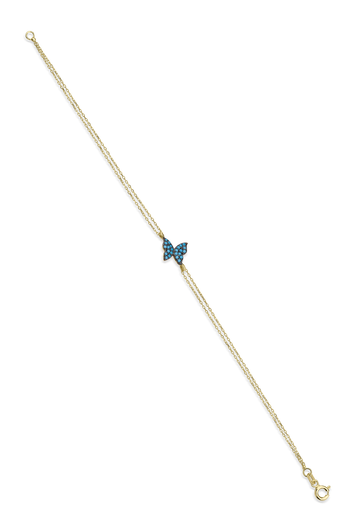 14 Ayar Altın Firuze Taş Detaylı Kelebek Bileklik - Fiyonk Kuyumculuk (1)