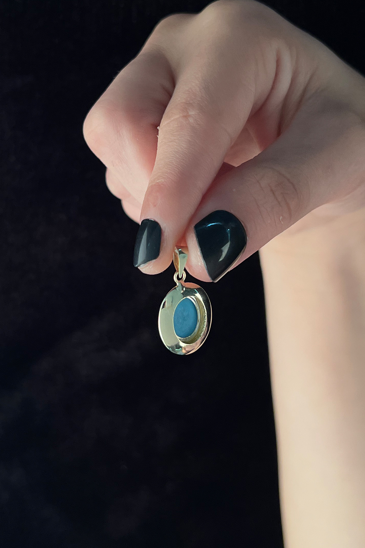 14 Ayar Altın Firuze Taş Detaylı Kolye Ucu - Fiyonk Kuyumculuk (1)