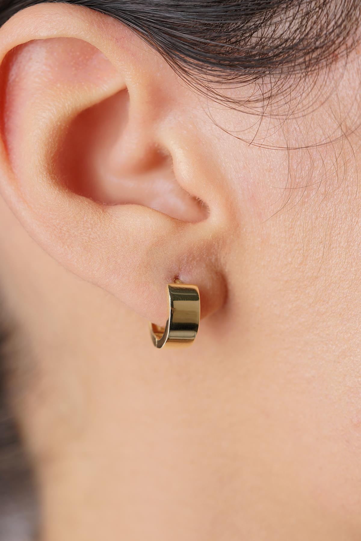 14 Ayar Altın Geniş Halka Küpe - Fiyonk Kuyumculuk