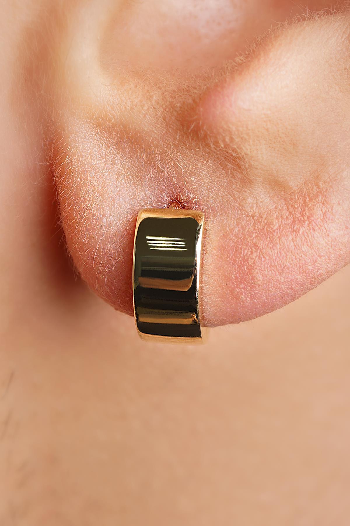 14 Ayar Altın Geniş Halka Küpe Erkek - Fiyonk Kuyumculuk (1)