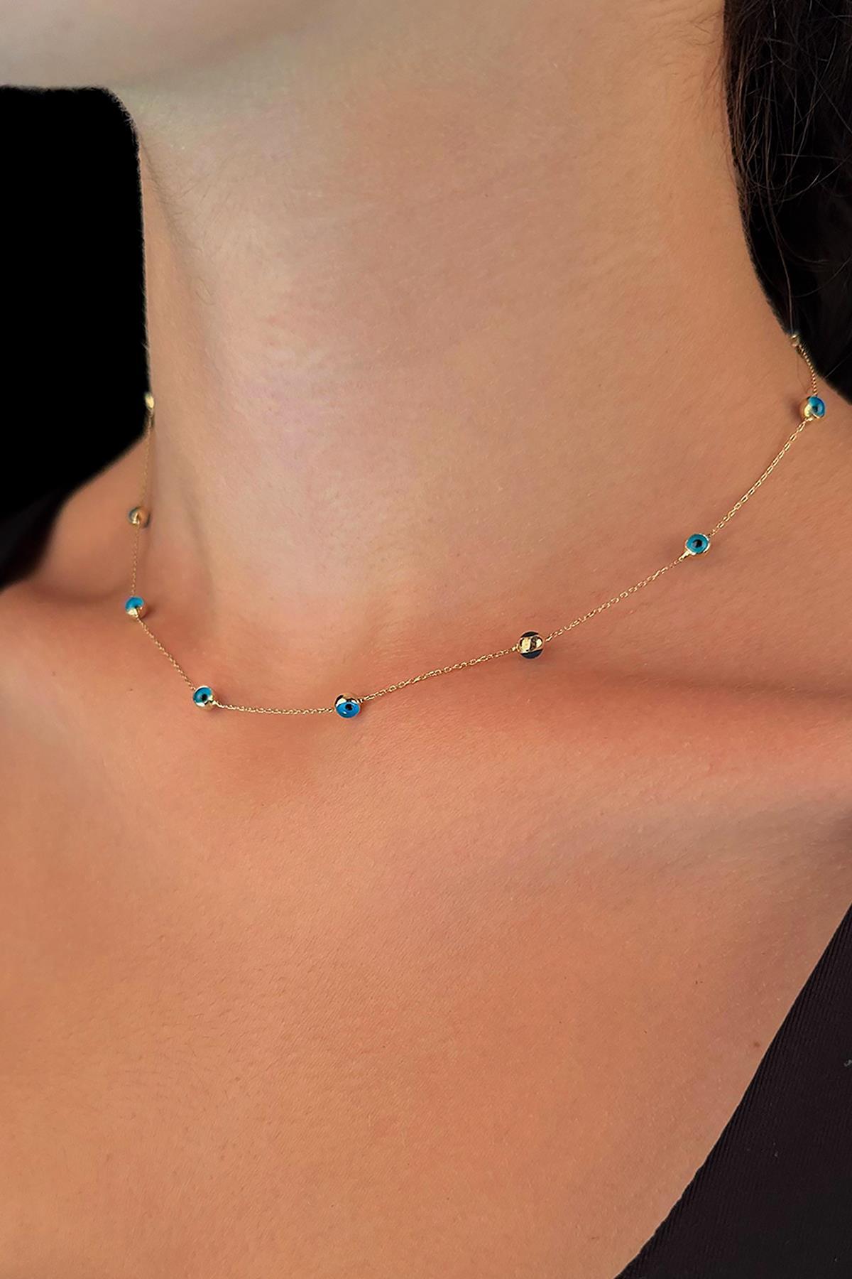 14 Ayar Altın Göz Detaylı Kolye - Fiyonk Kuyumculuk