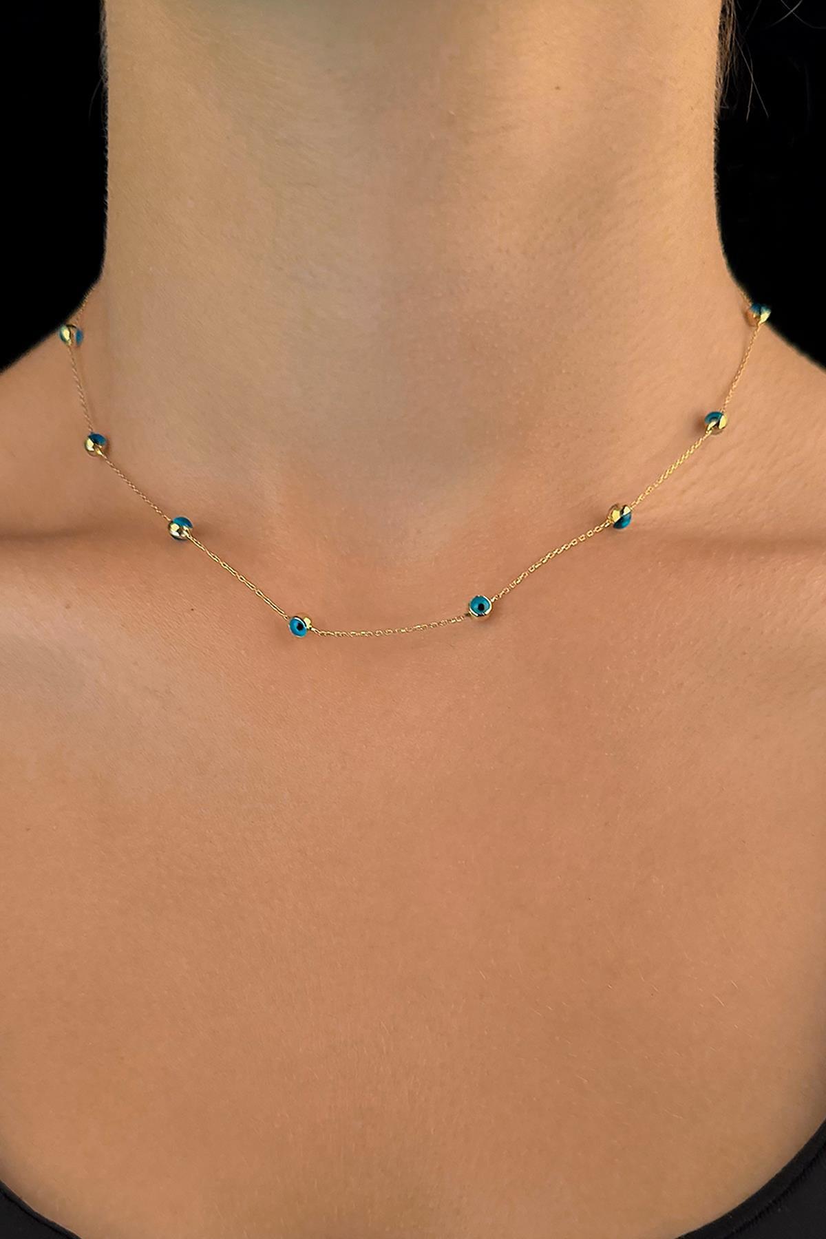 14 Ayar Altın Göz Detaylı Kolye - Fiyonk Kuyumculuk (1)