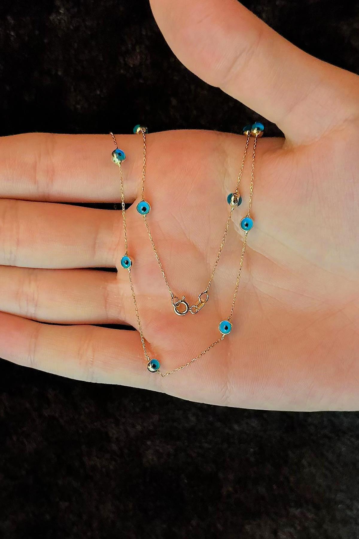 14 Ayar Altın Göz Detaylı Kolye - Fiyonk Kuyumculuk (1)