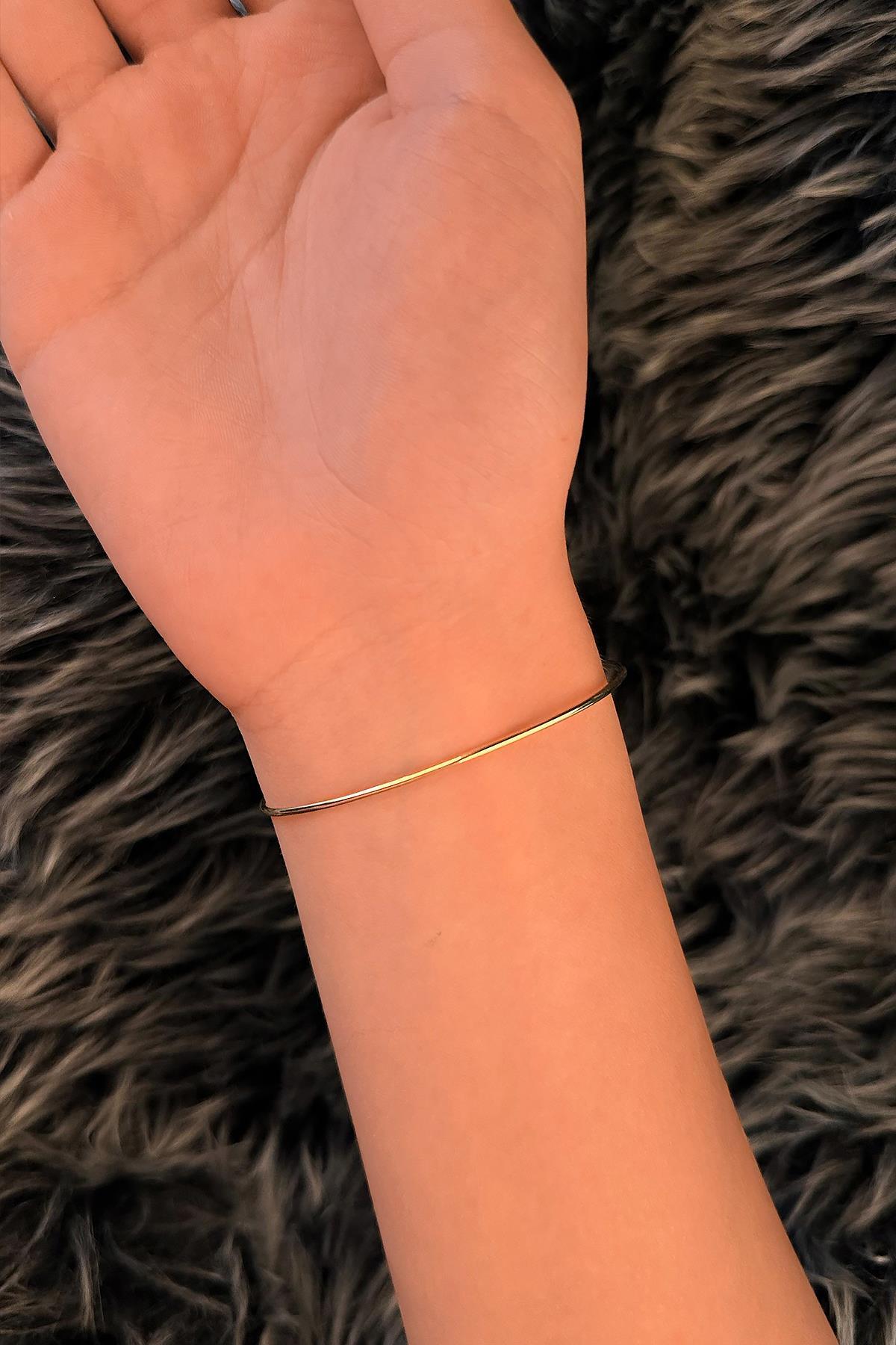 14 Ayar Altın Göz Detaylı Tel Kelepçe - Fiyonk Kuyumculuk (1)