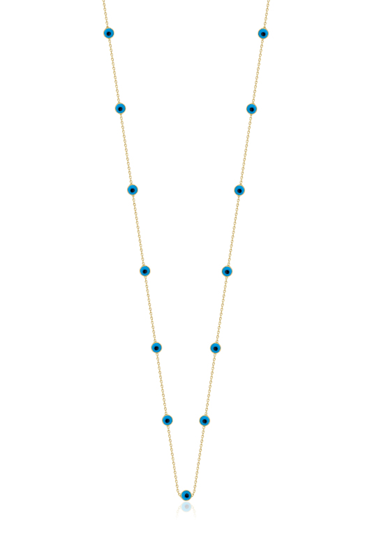 14 Ayar Altın Göz Sıralı Kolye - Fiyonk Kuyumculuk