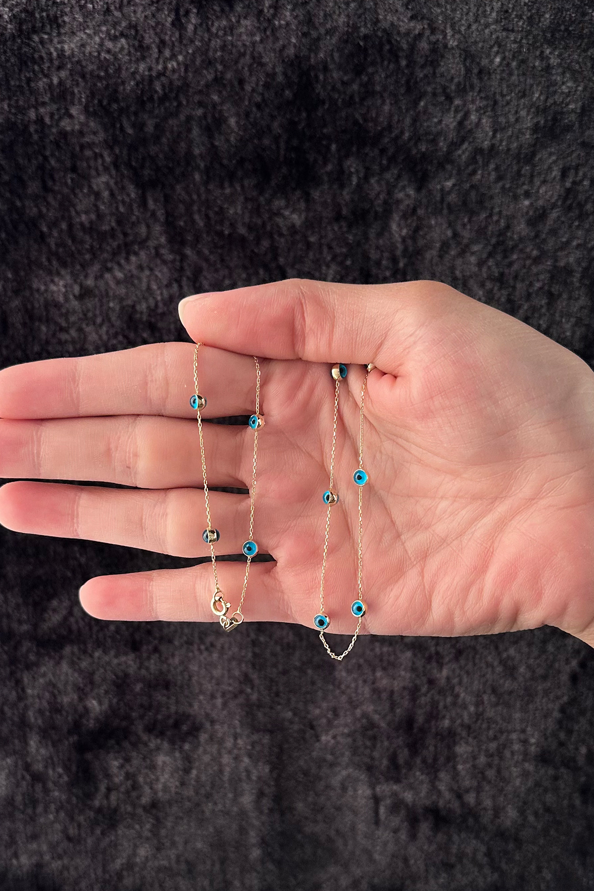 14 Ayar Altın Göz Sıralı Kolye - Fiyonk Kuyumculuk (1)