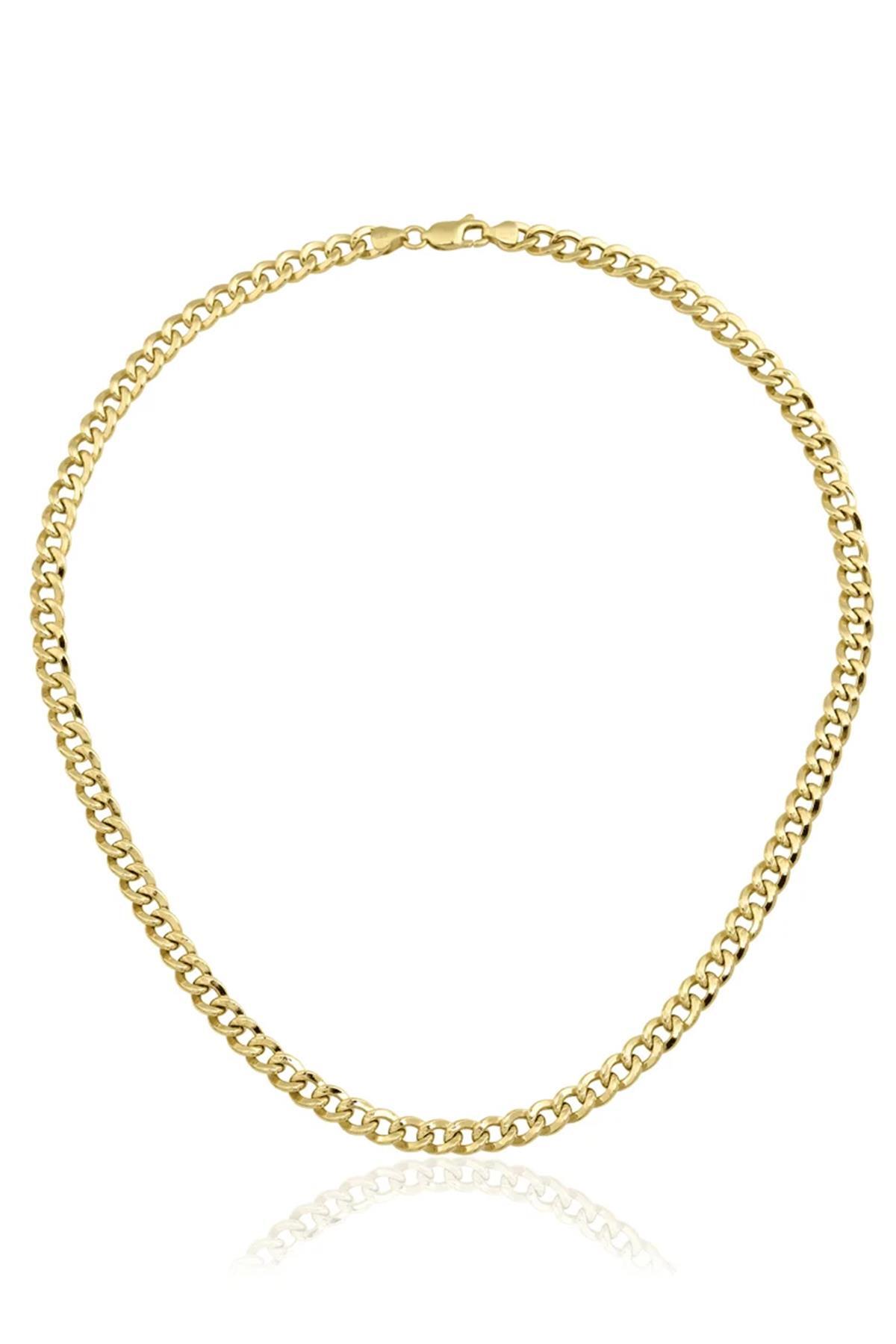 14 Ayar Altın Gurmet Yassı Zincir Kolye - Fiyonk Kuyumculuk (1)