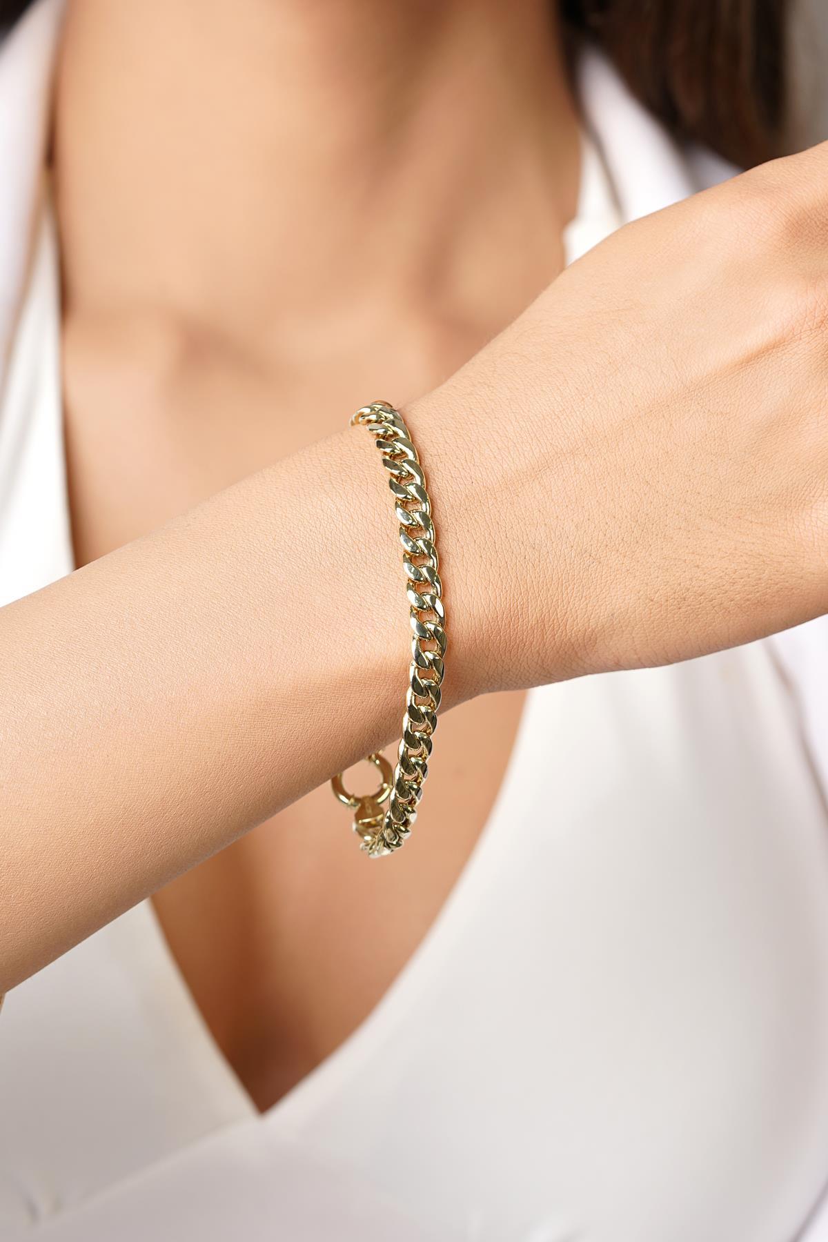 14 Ayar Altın Gurmet Zincir Bileklik 6.55 mm - Fiyonk Kuyumculuk