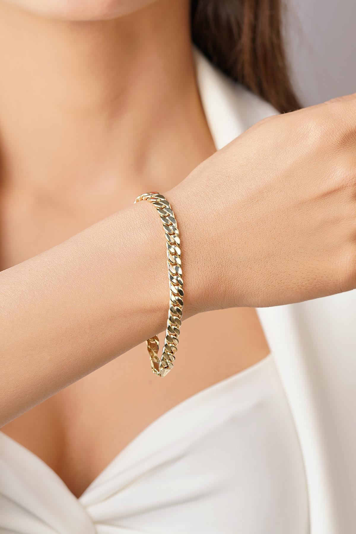 14 Ayar Altın Gurmet Zincir Bileklik 6,10 mm - Fiyonk Kuyumculuk